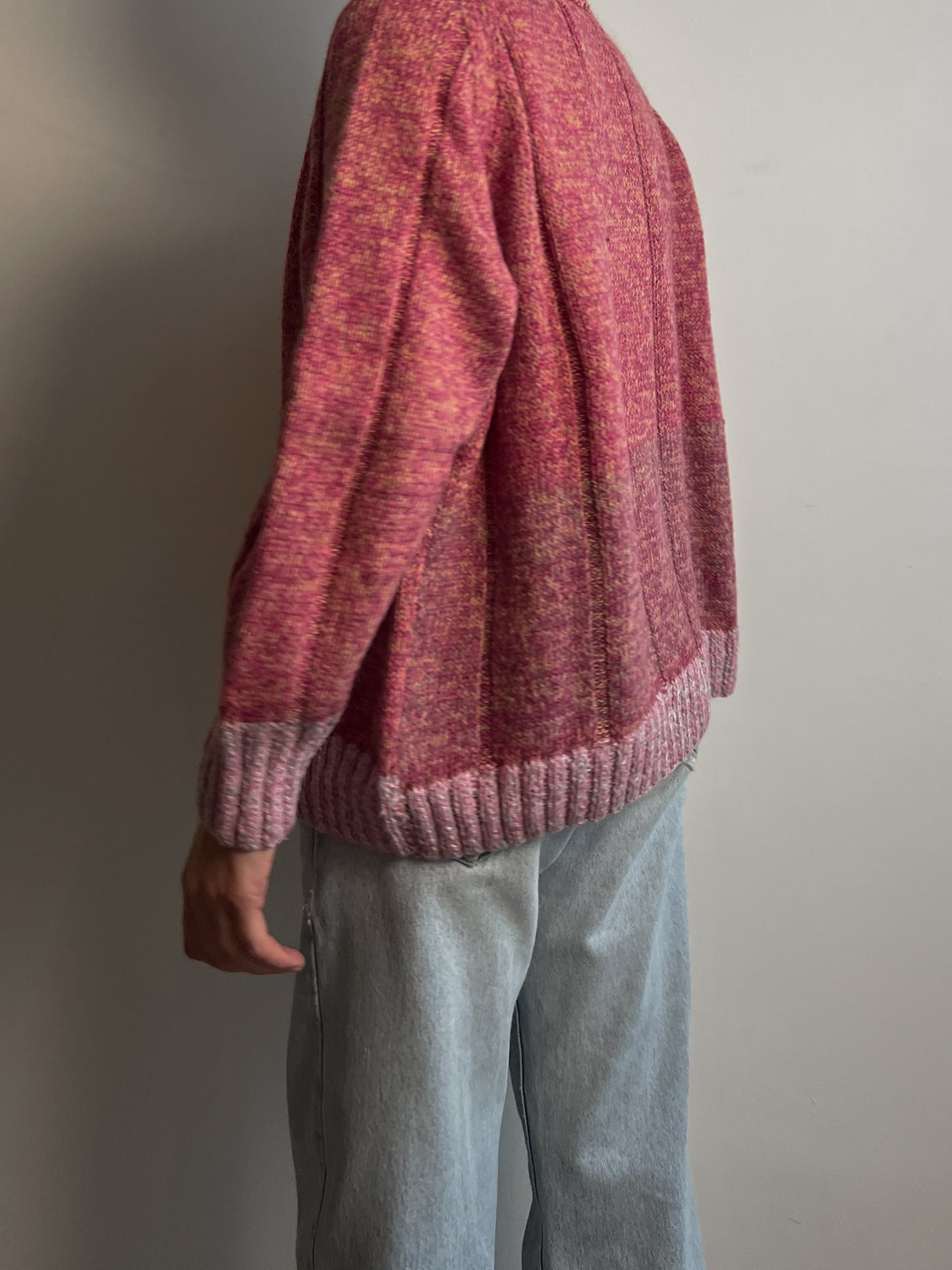 Pure wool embroidered pink cardigan