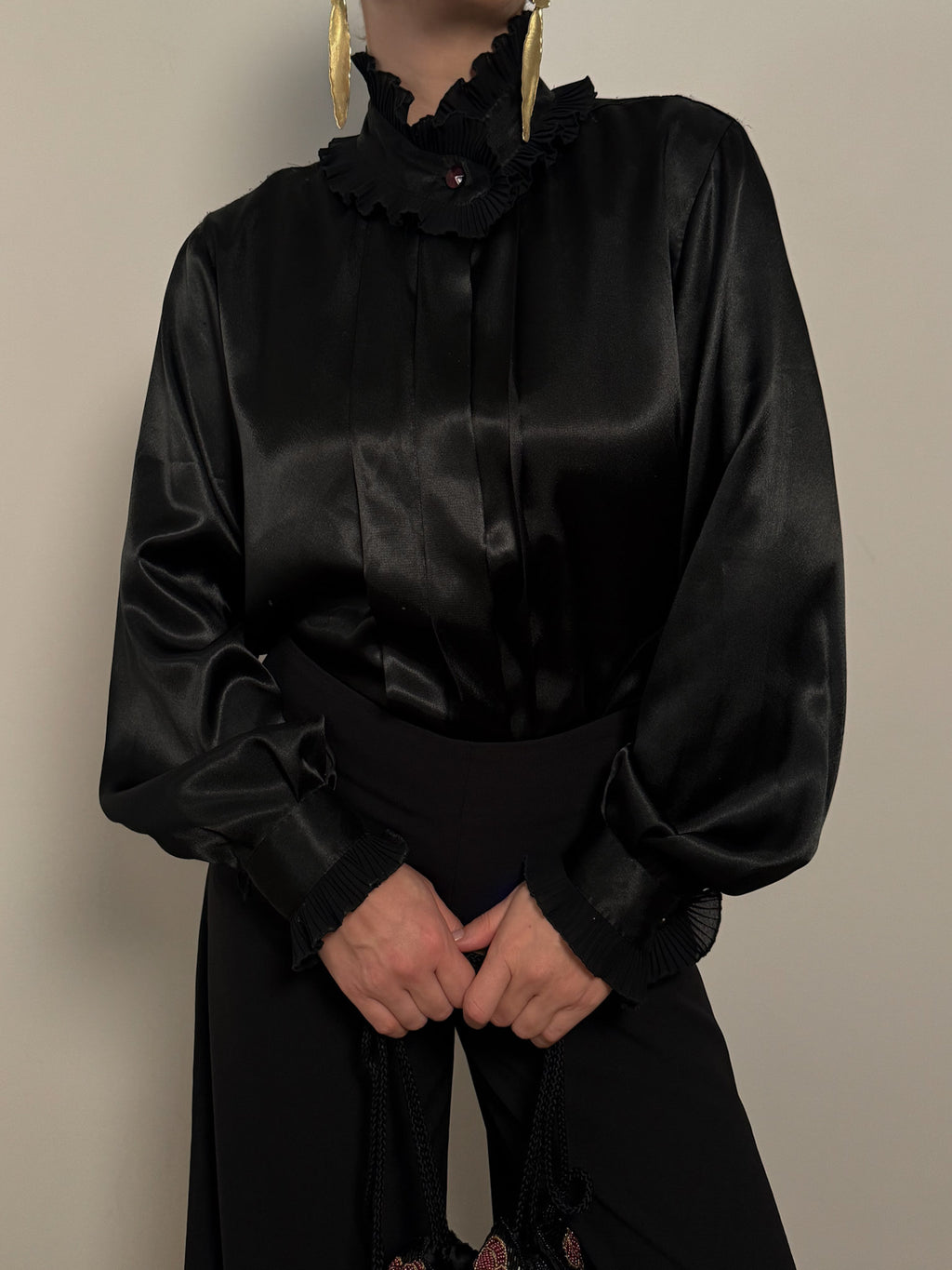 Satin effect black blouse
