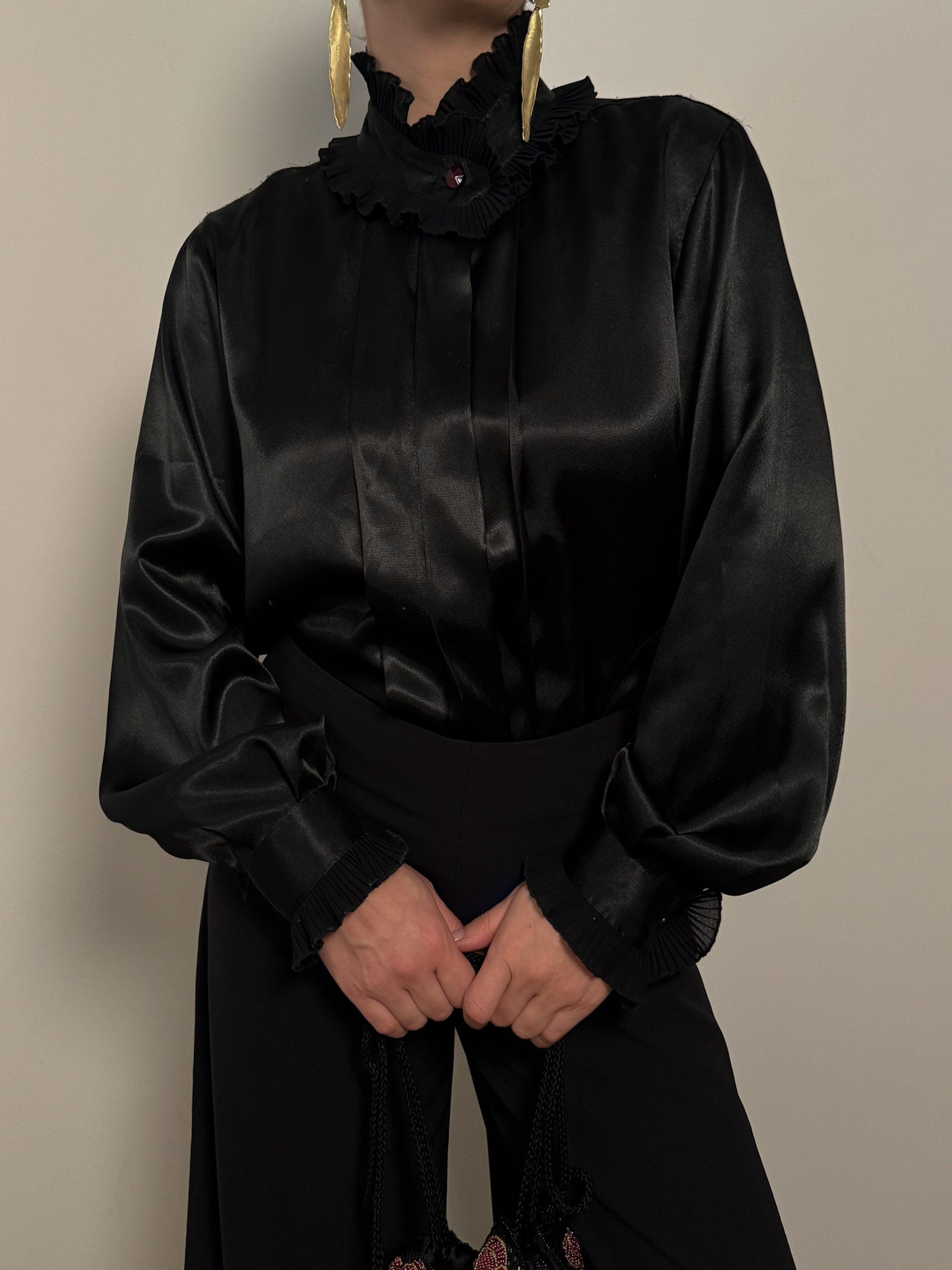 Satin effect black blouse