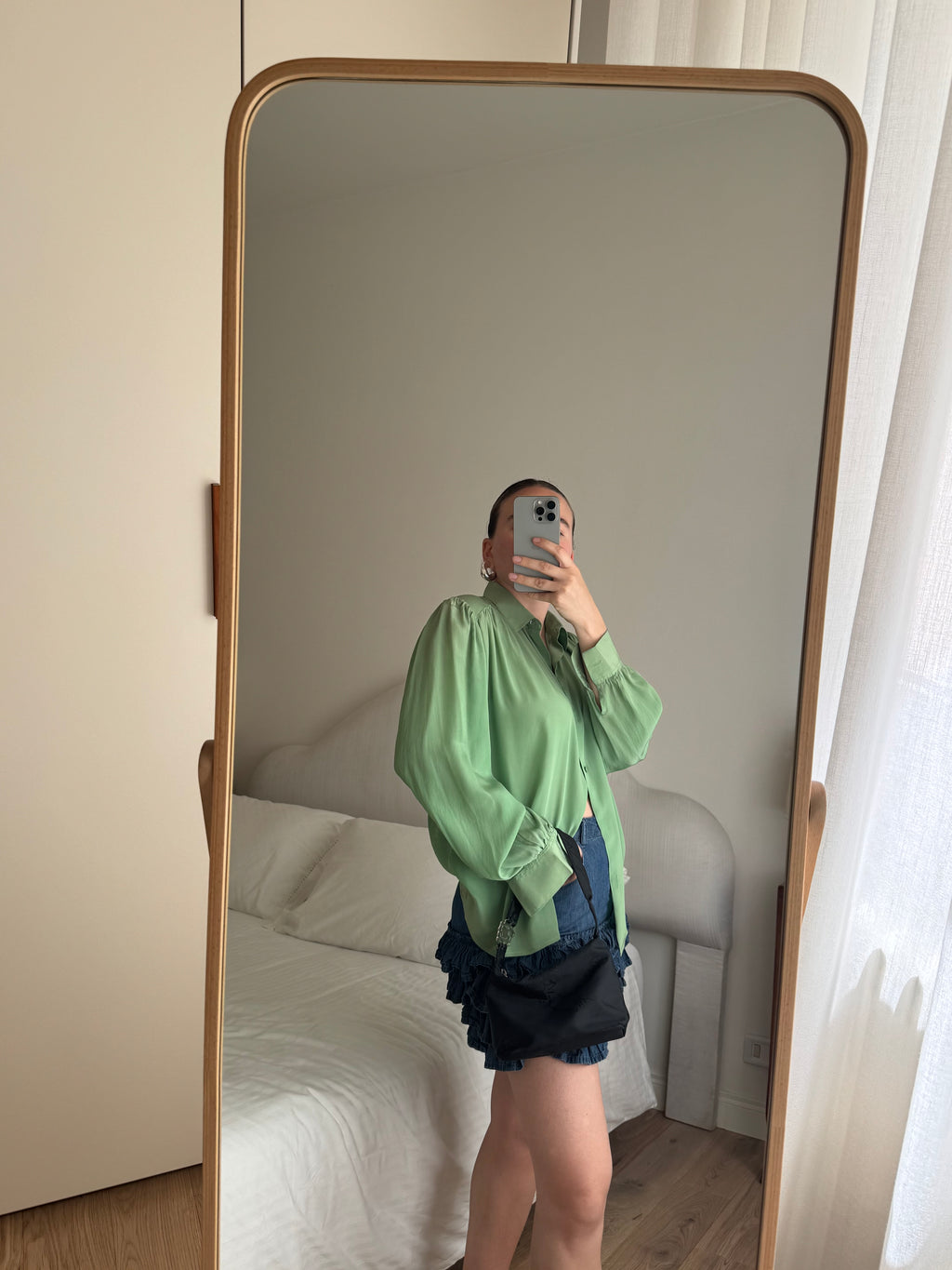 Silk blend green shirt