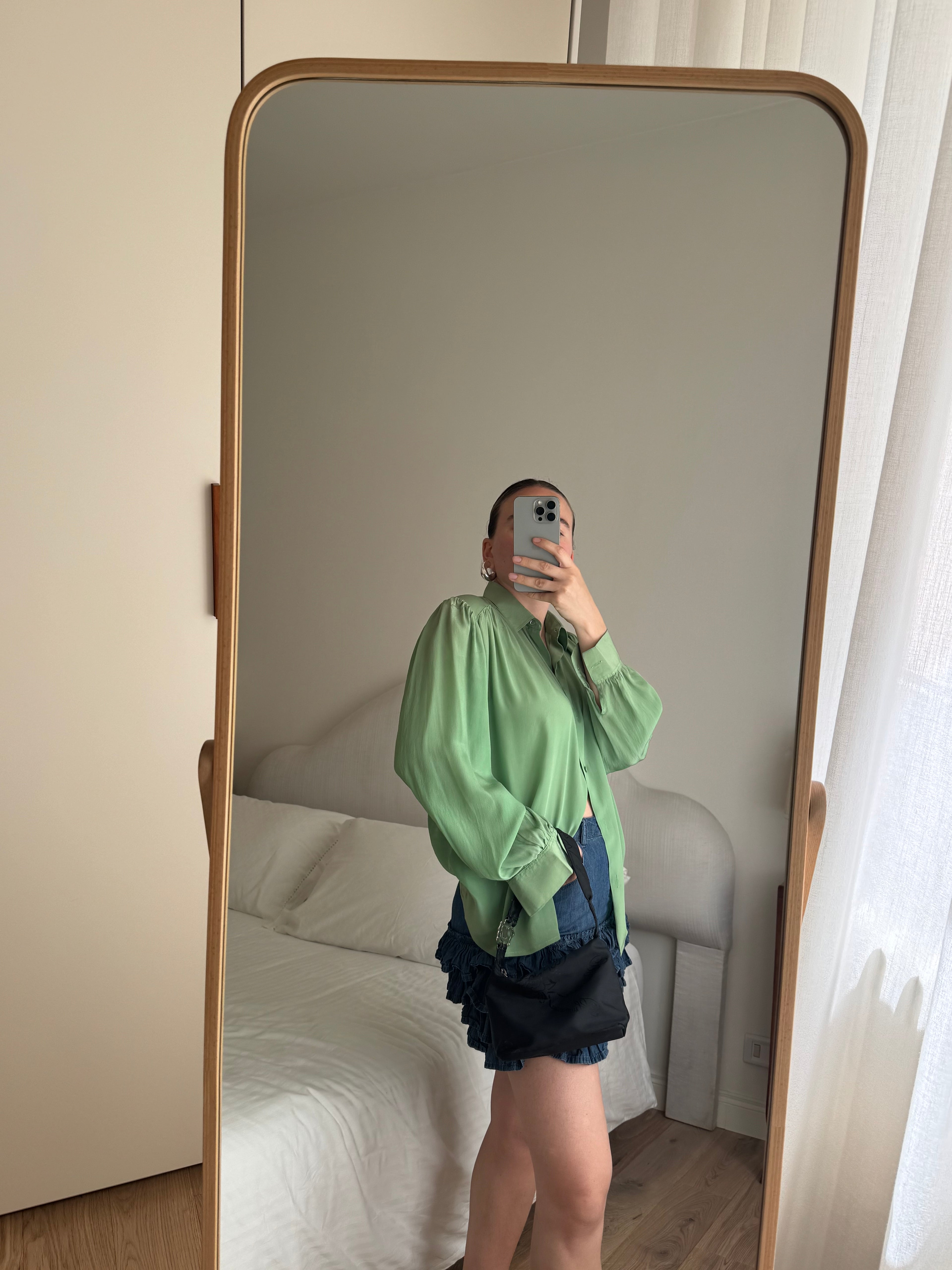 Silk blend green shirt