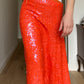 Sequins orange midi skirt