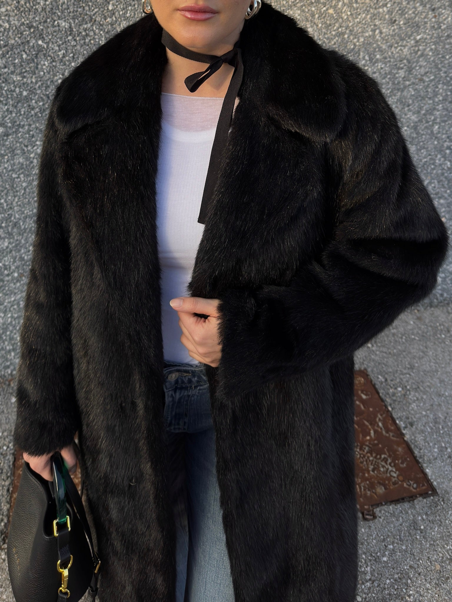 Fur black coat