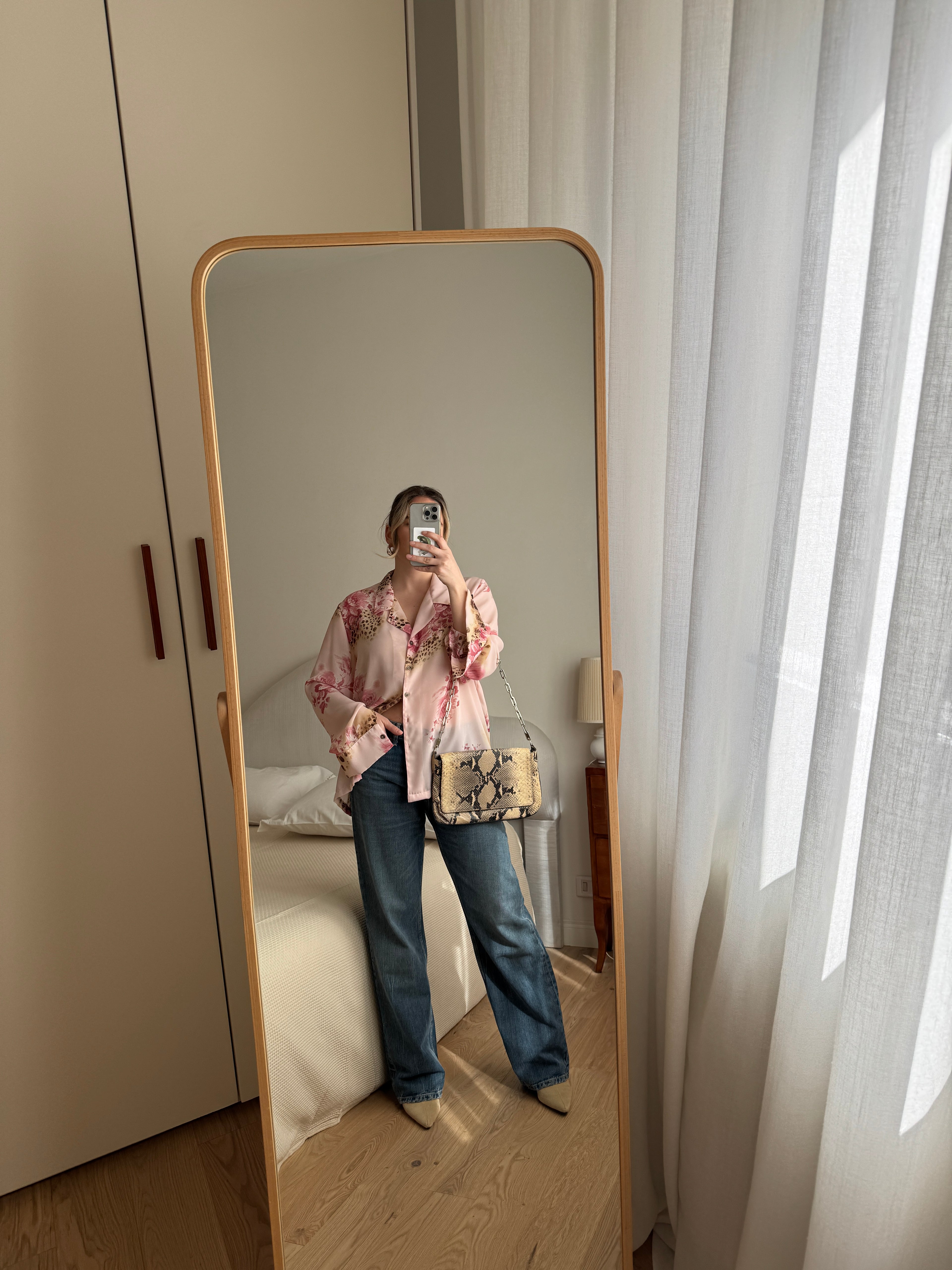 Viscose pink animalier shirt