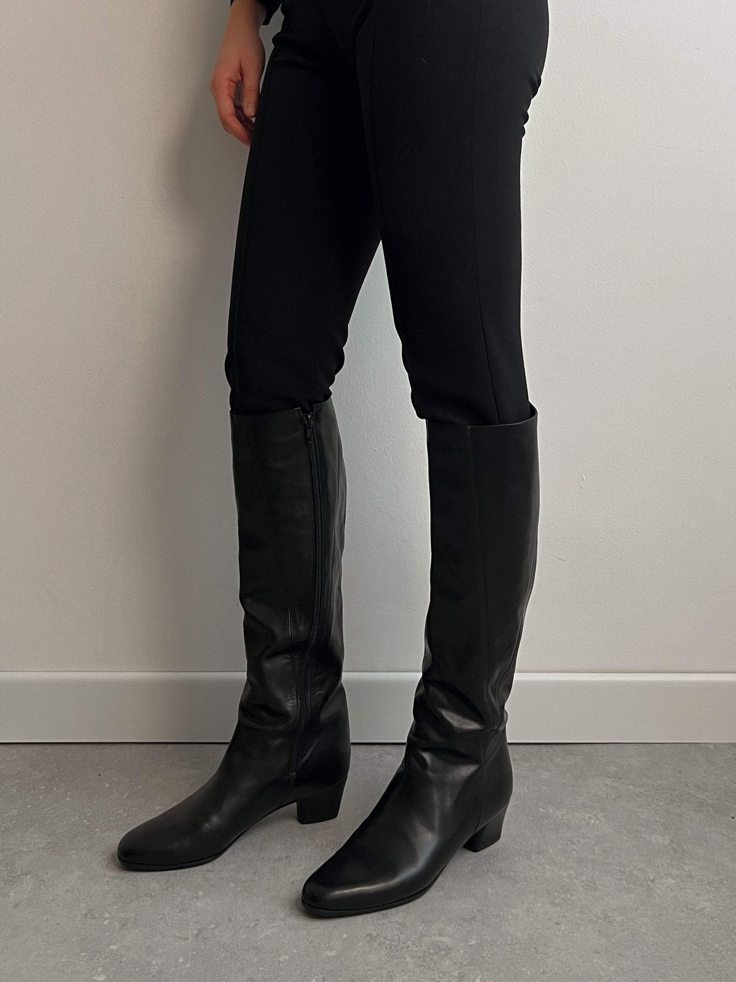 Genuine leather black boots