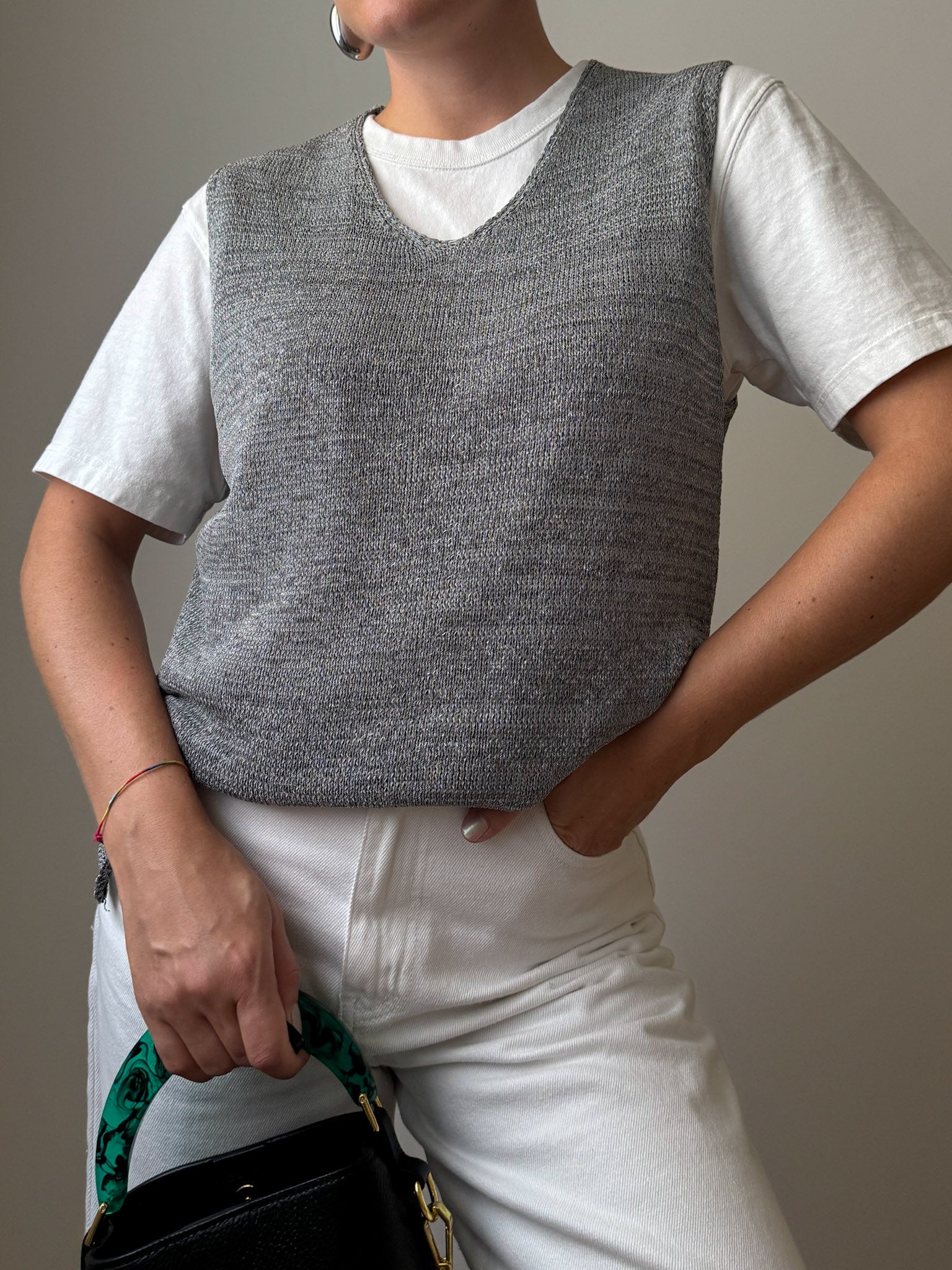 Viscose and cotton grey vest