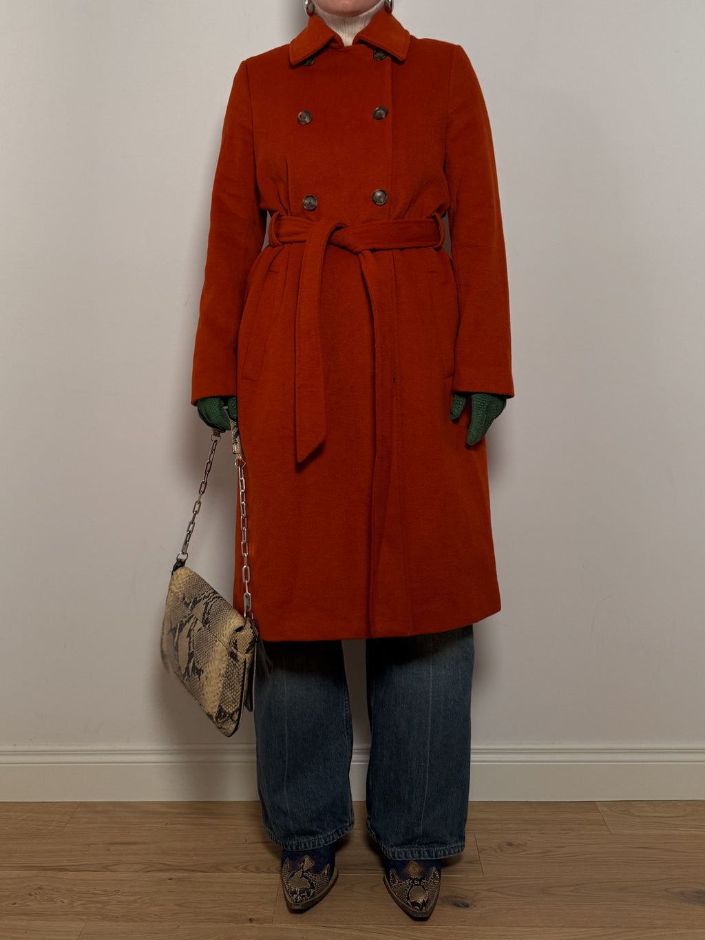 Trussardi pure wool terracotta coat