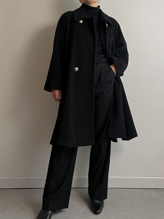 Wool and cashmere black coat