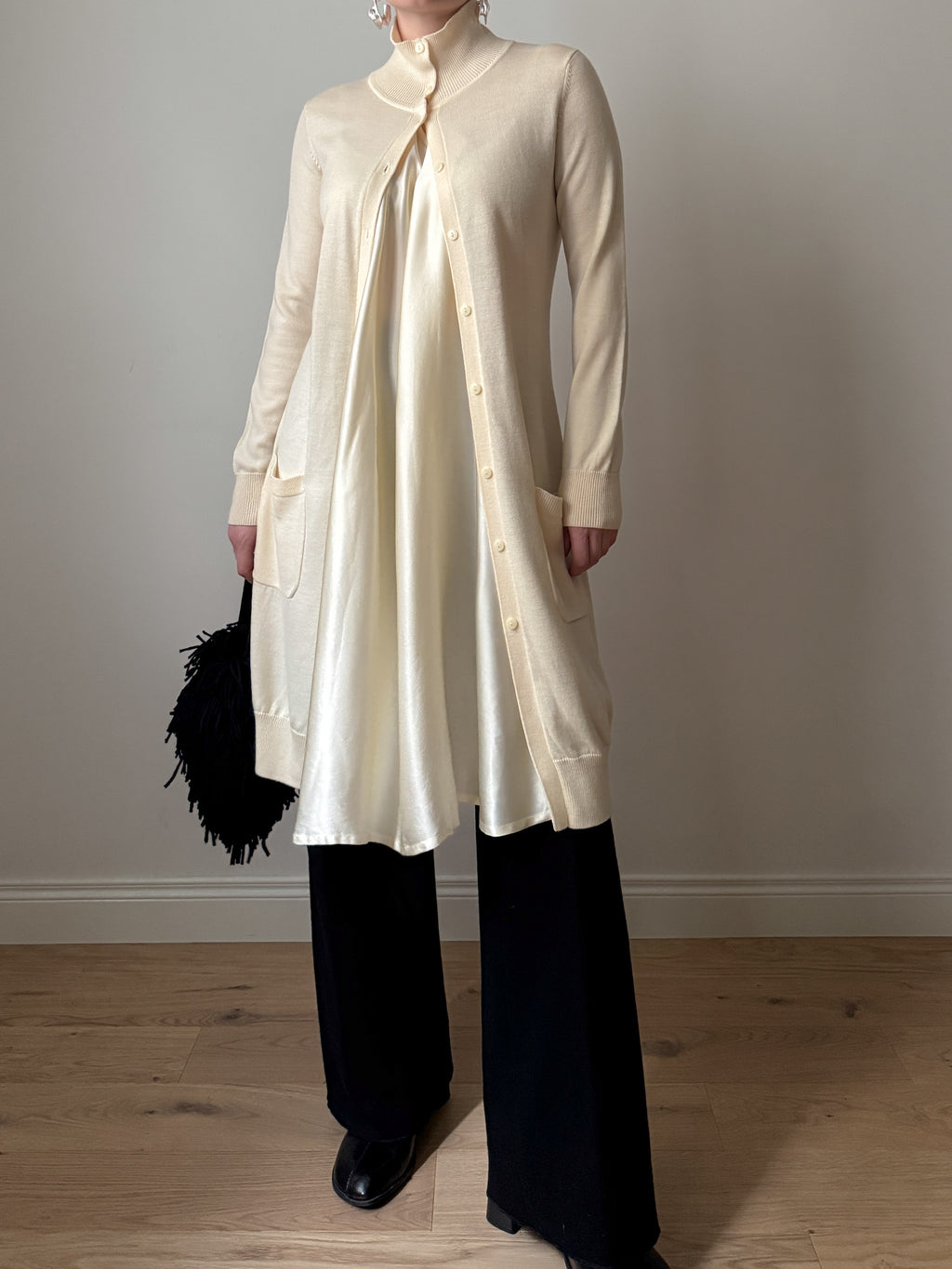 Roberto Cavalli Class wool and silk ivory dress