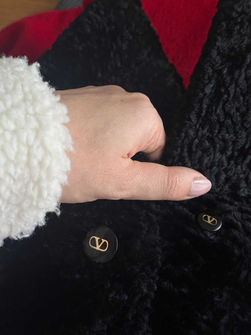 Fake fur black caban