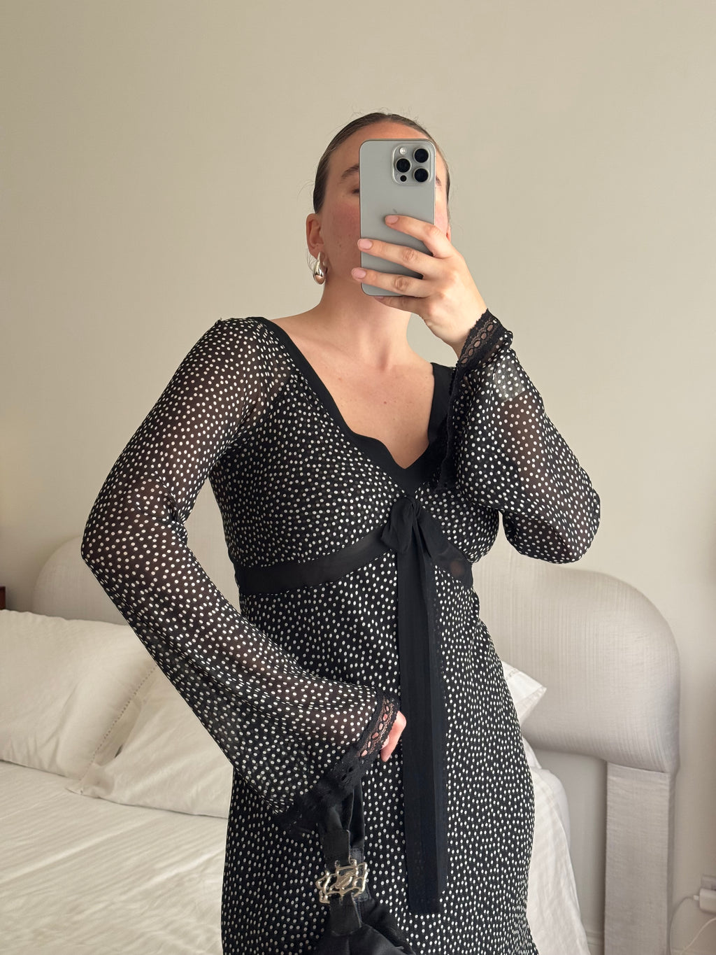 Pure silk pois dress