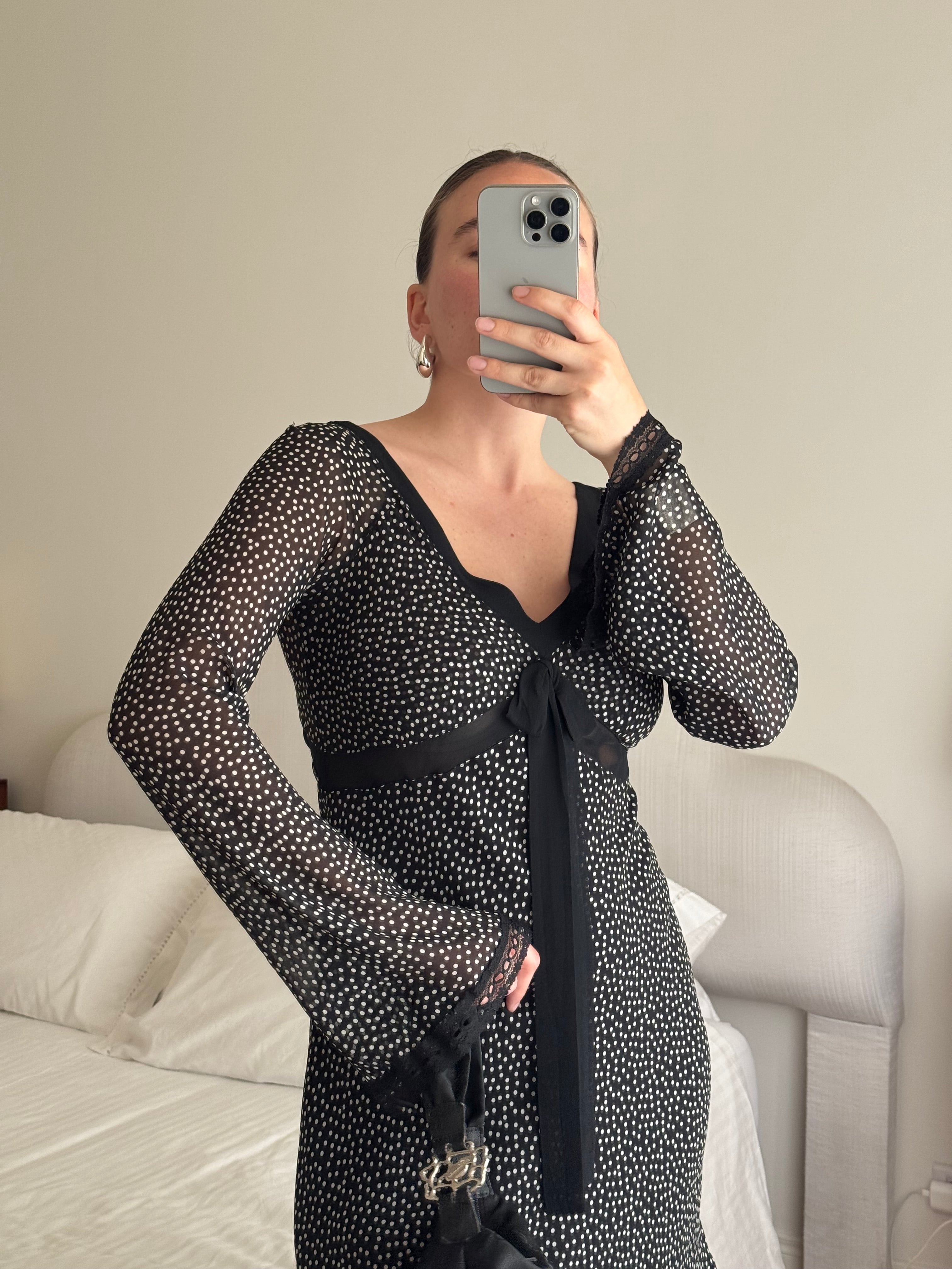 Pure silk pois dress