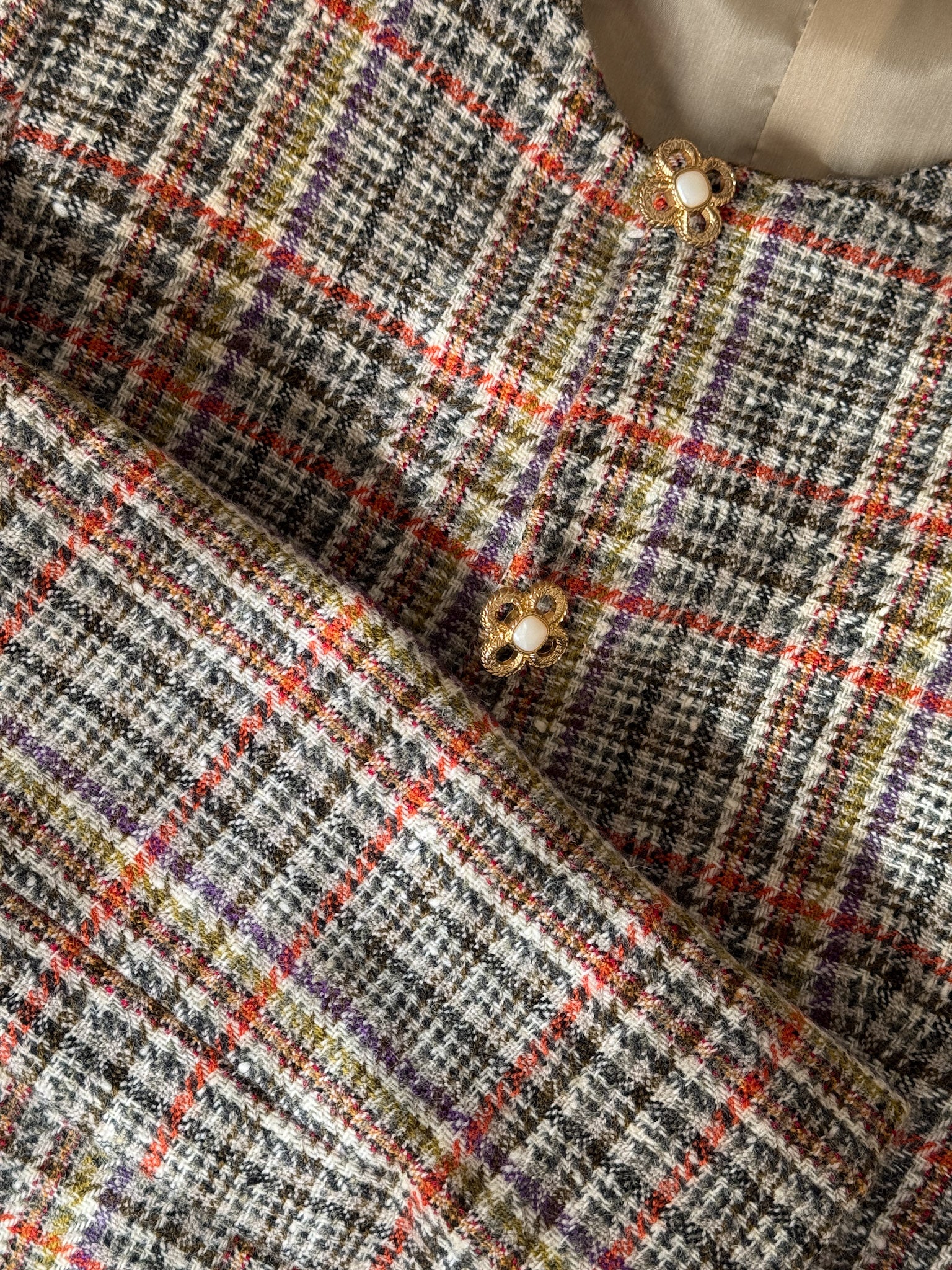 Pure wool tweed check jacket