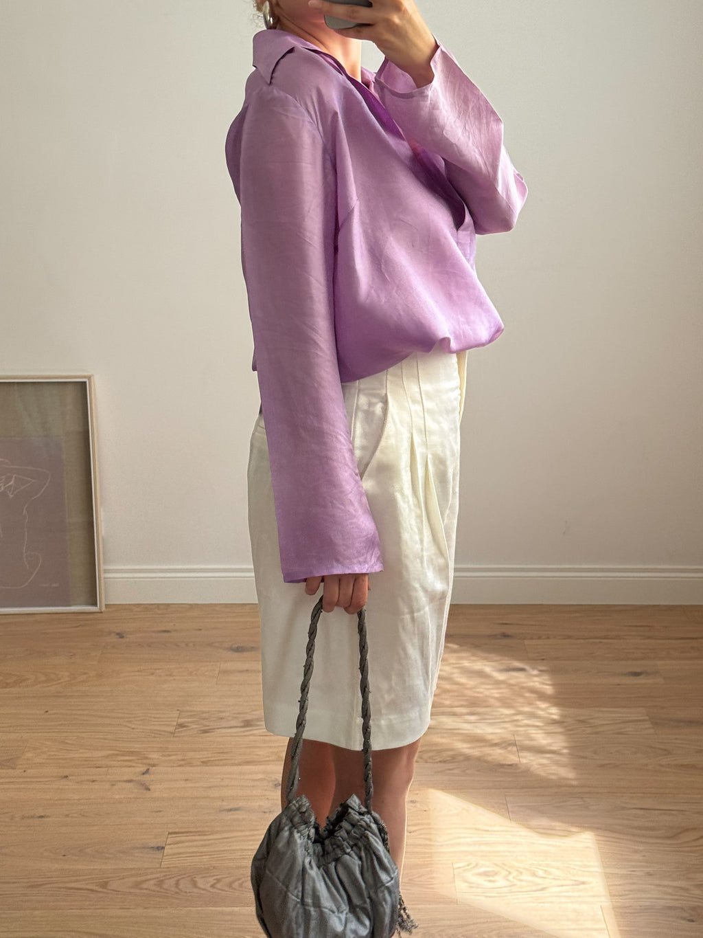 Pure silk lilac shirt