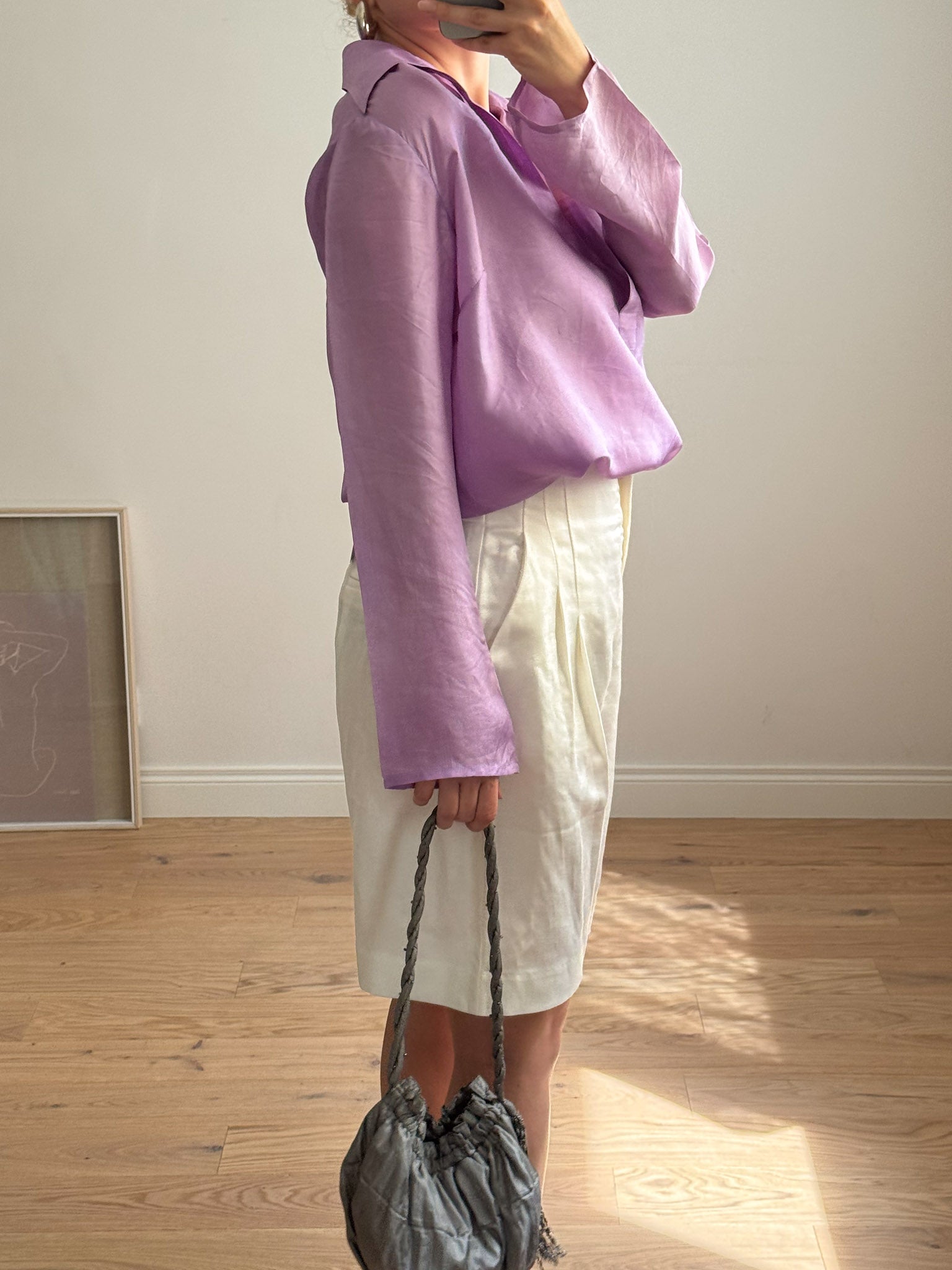 Pure silk lilac shirt