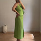 Zip green long dress