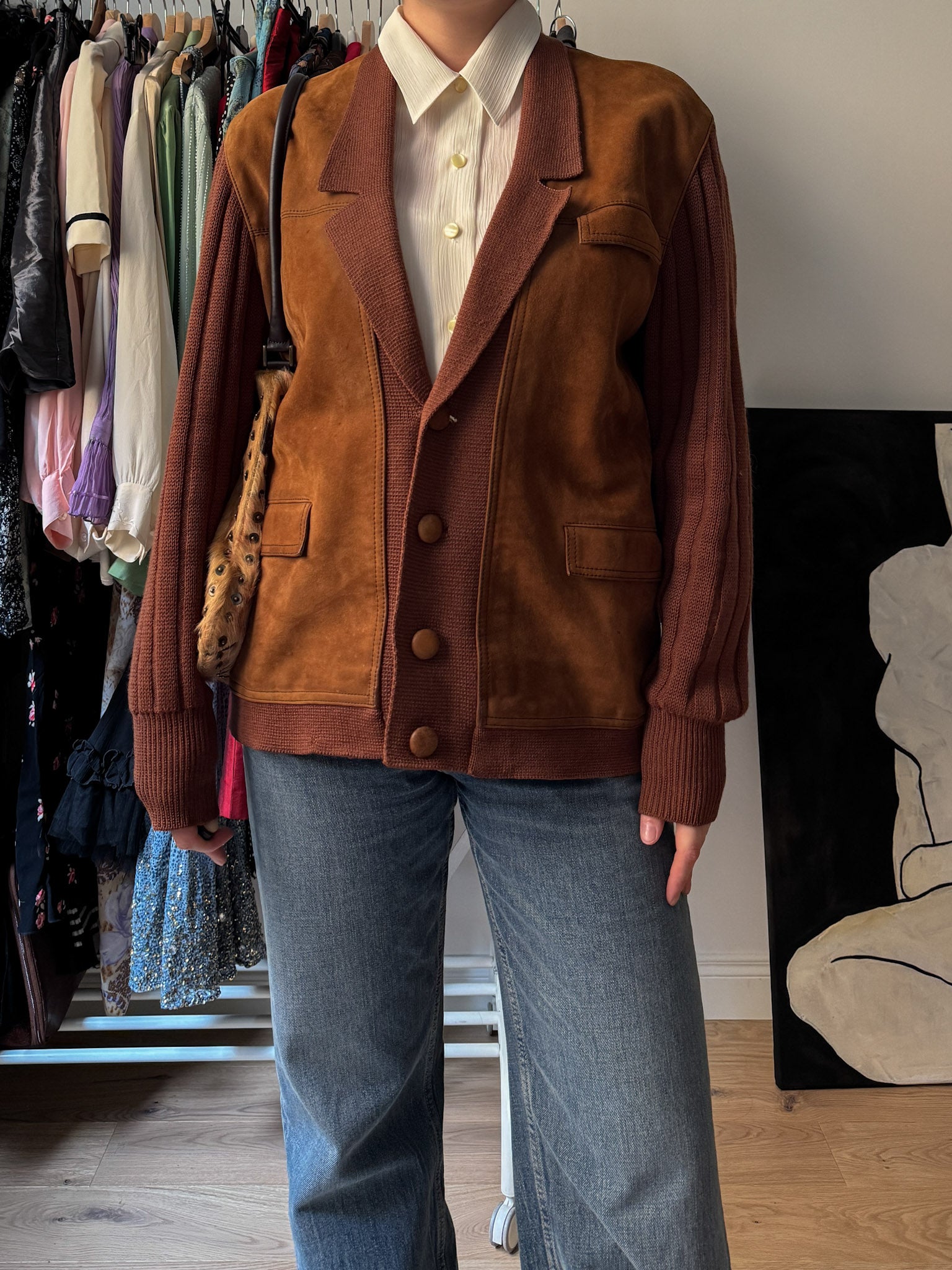 Wool and suede caramel jacket