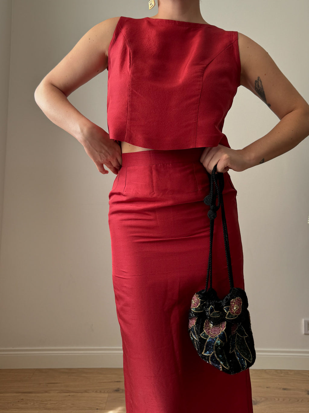 Pure silk red co-ord