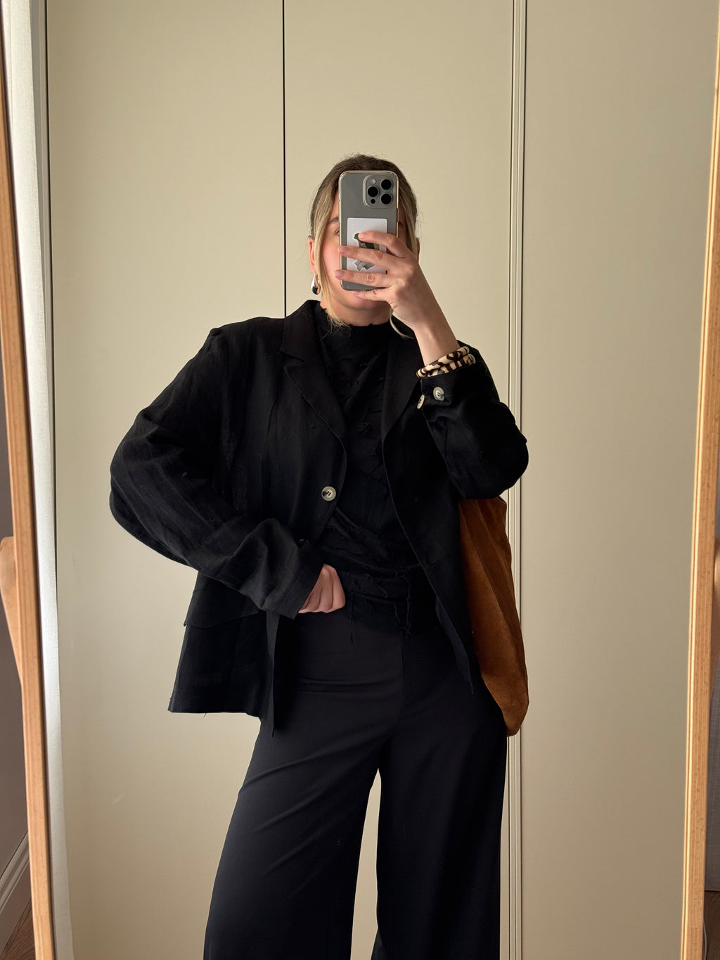 Pure linen black jacket