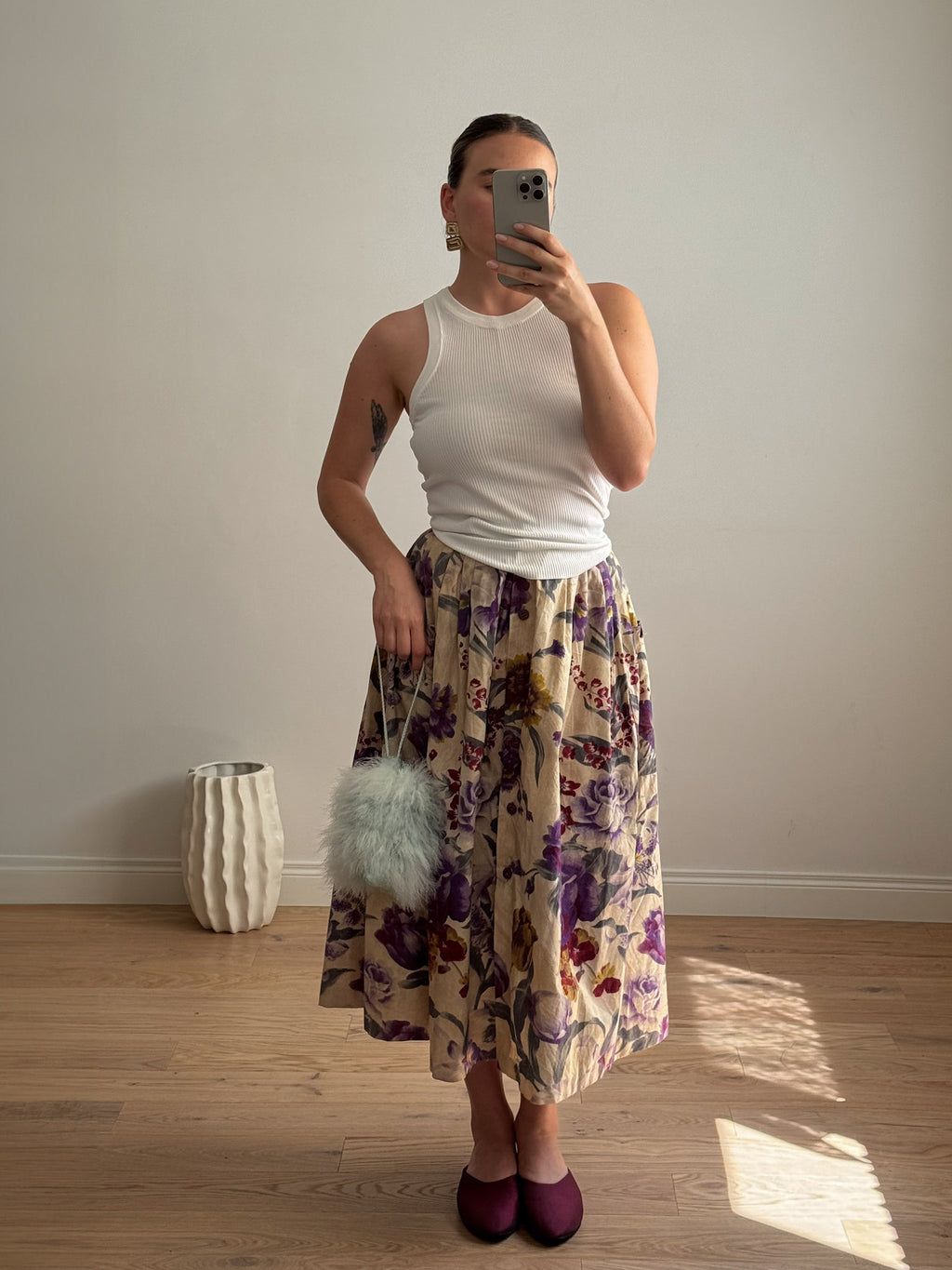 Pure cotton floral skirt