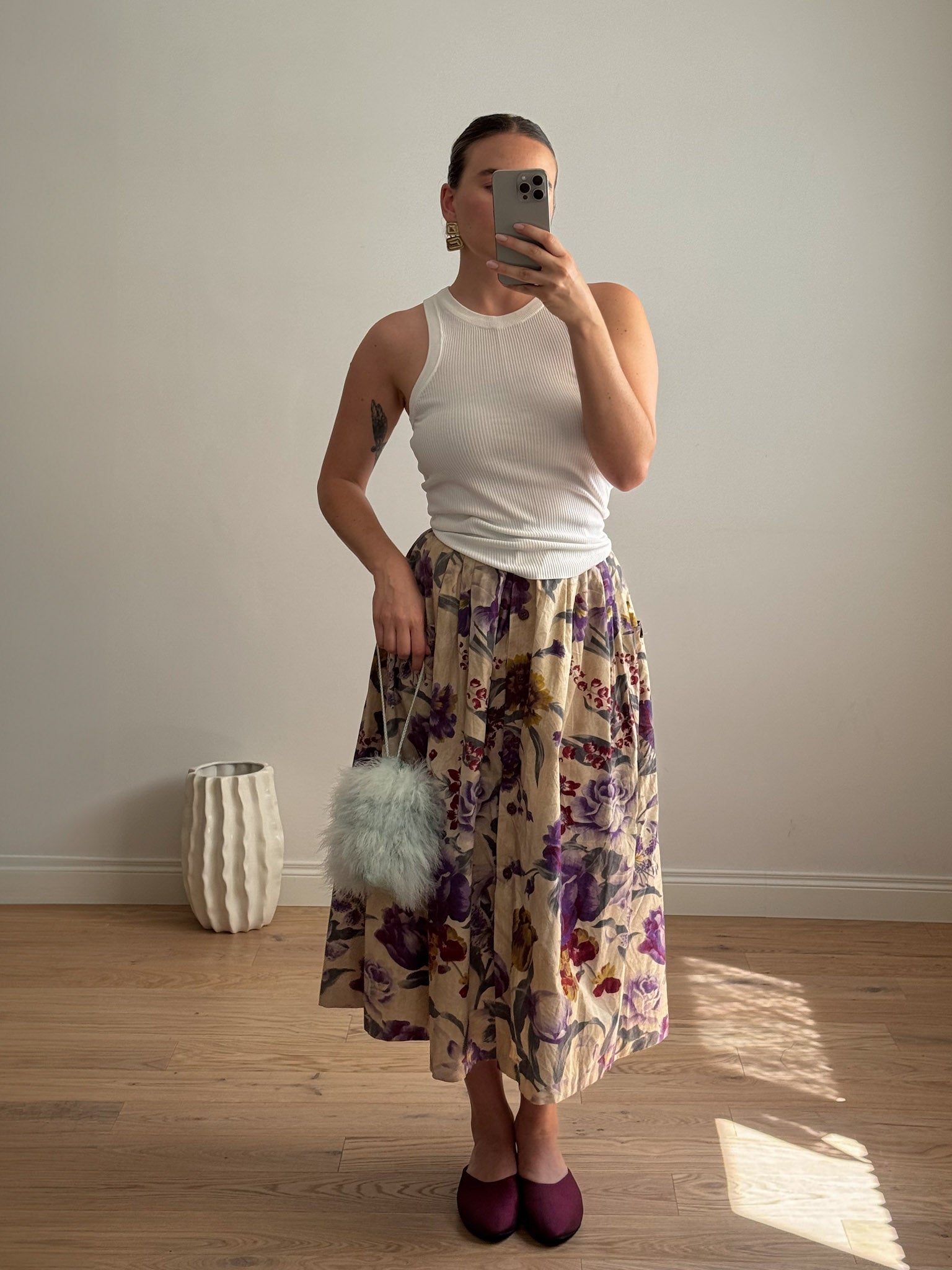 Pure cotton floral skirt