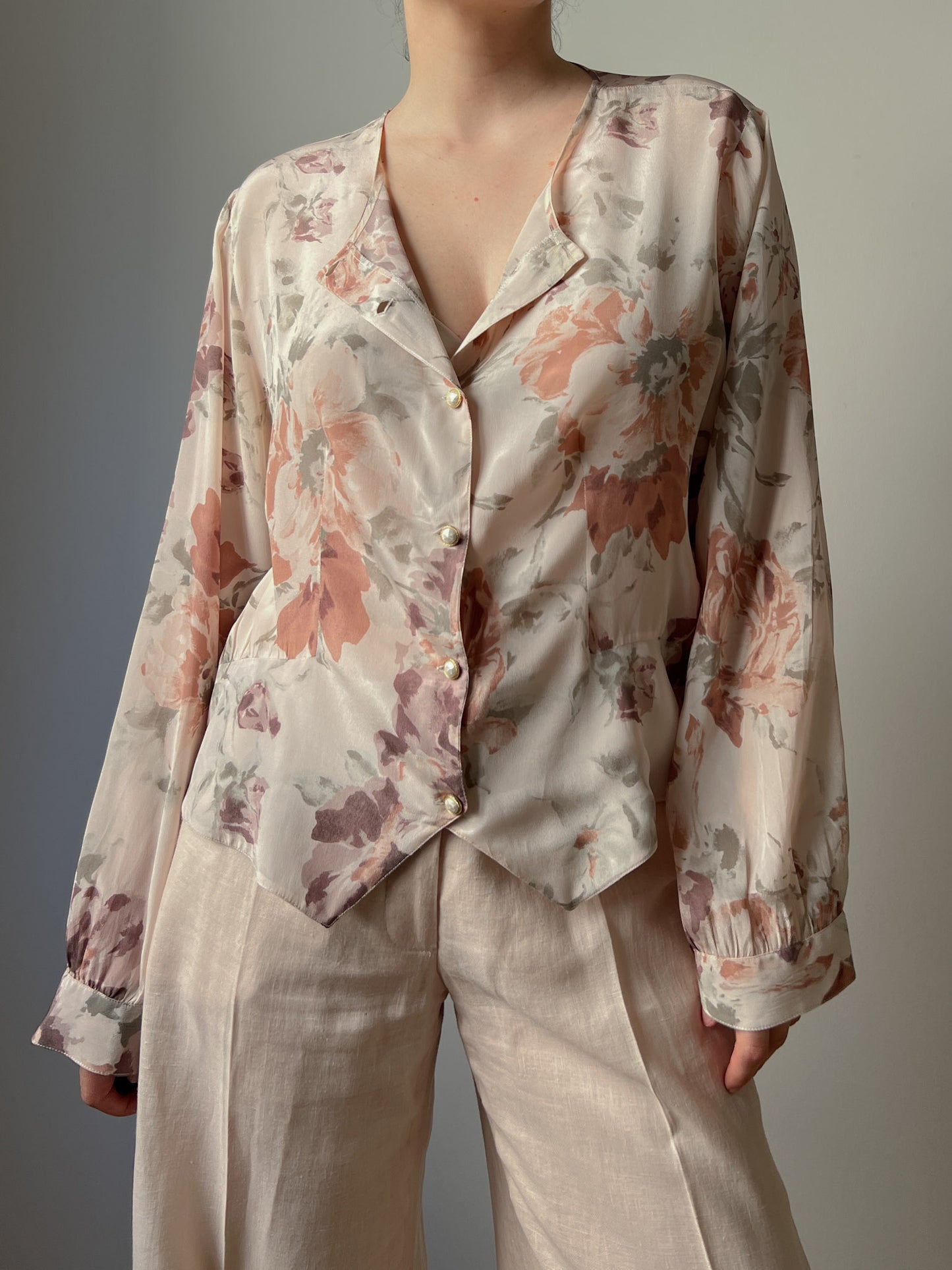 Silk blend floral blouse