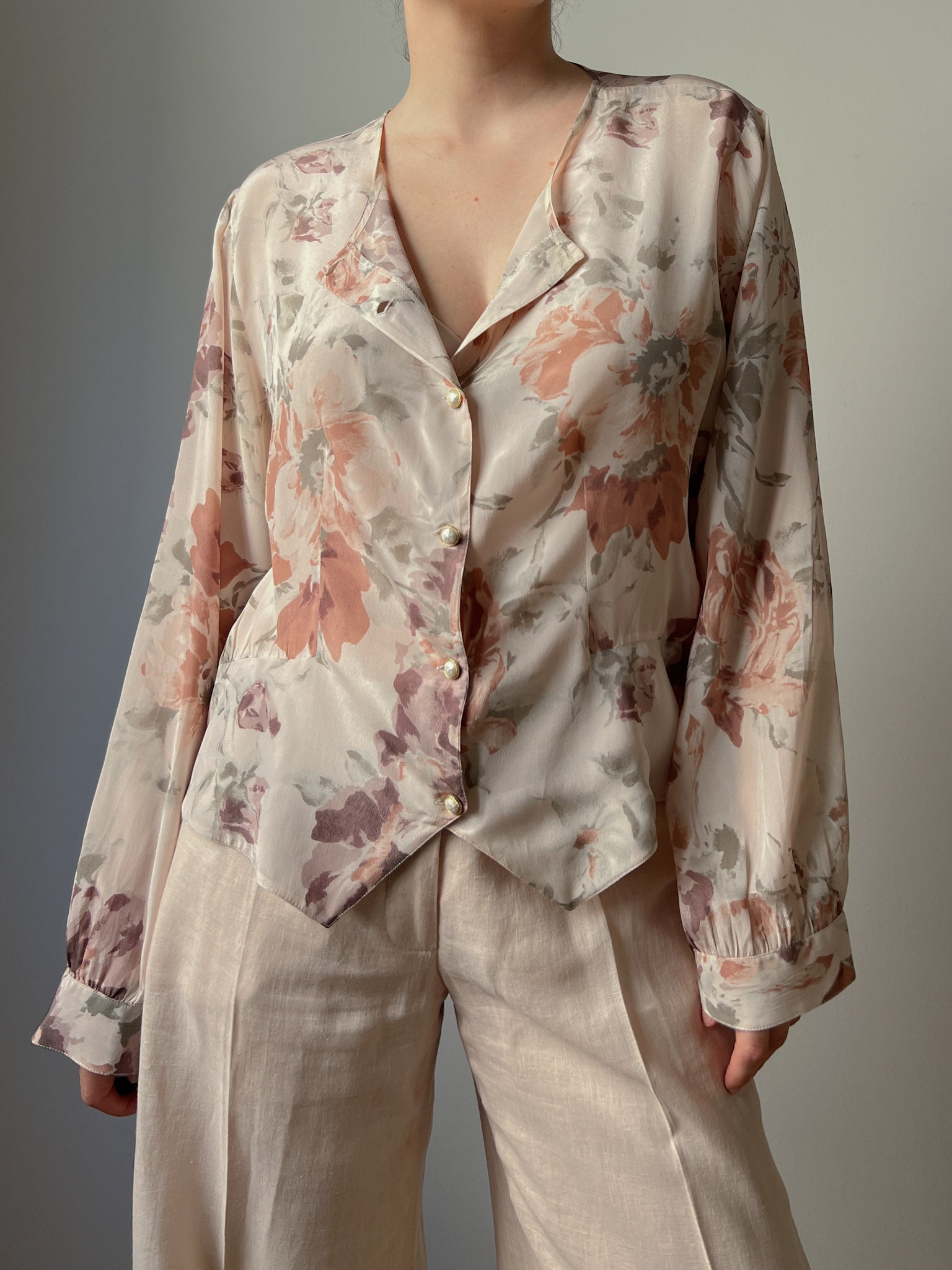 Silk blend floral blouse