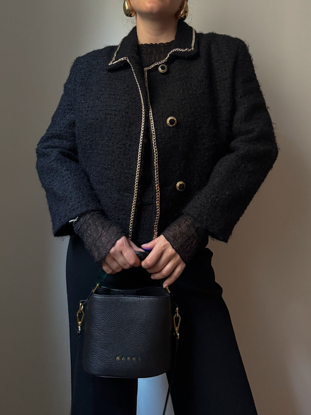 Pure wool bouclè black jacket