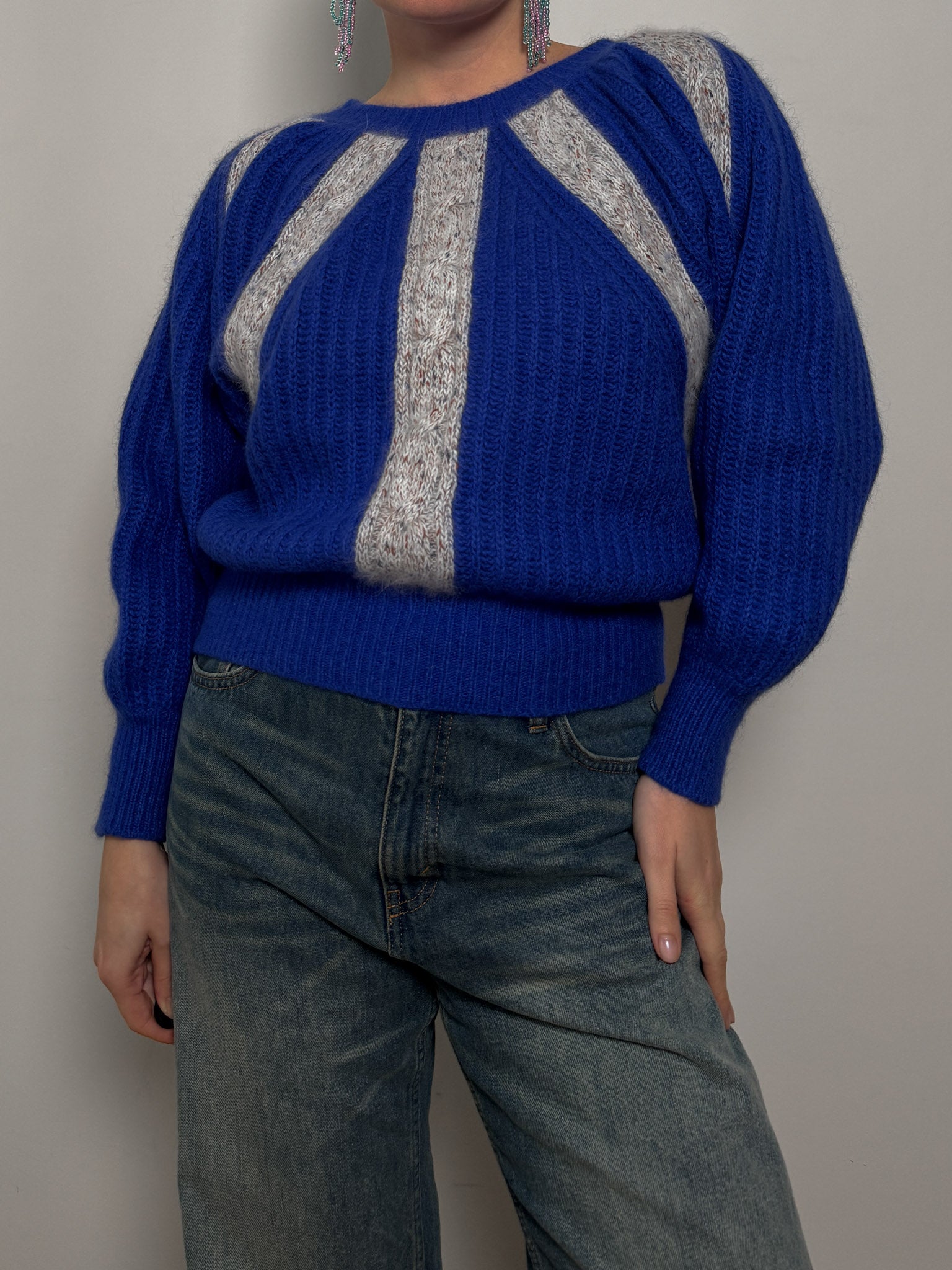Wool and angora blue pull