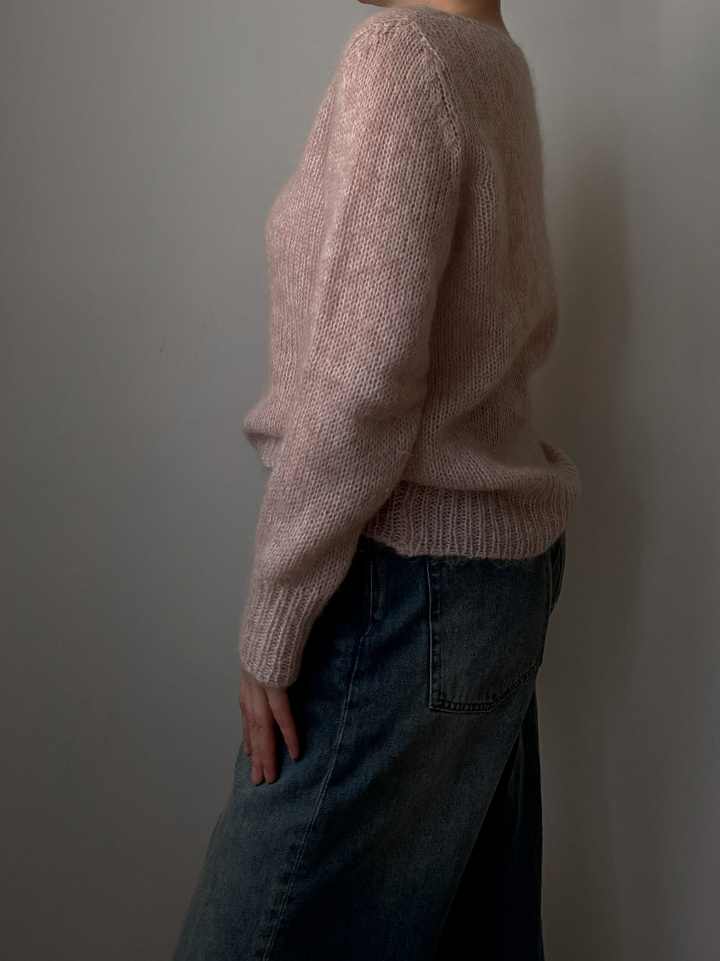 Kid mohair and merino wool pink pull