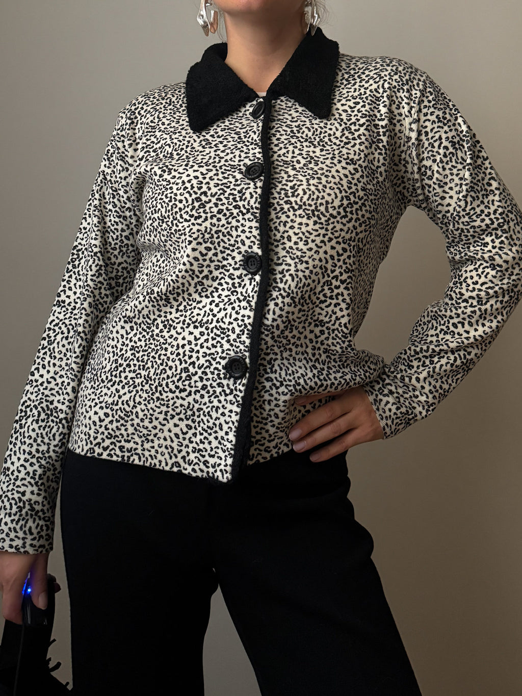 Merino wool animalier cardigan