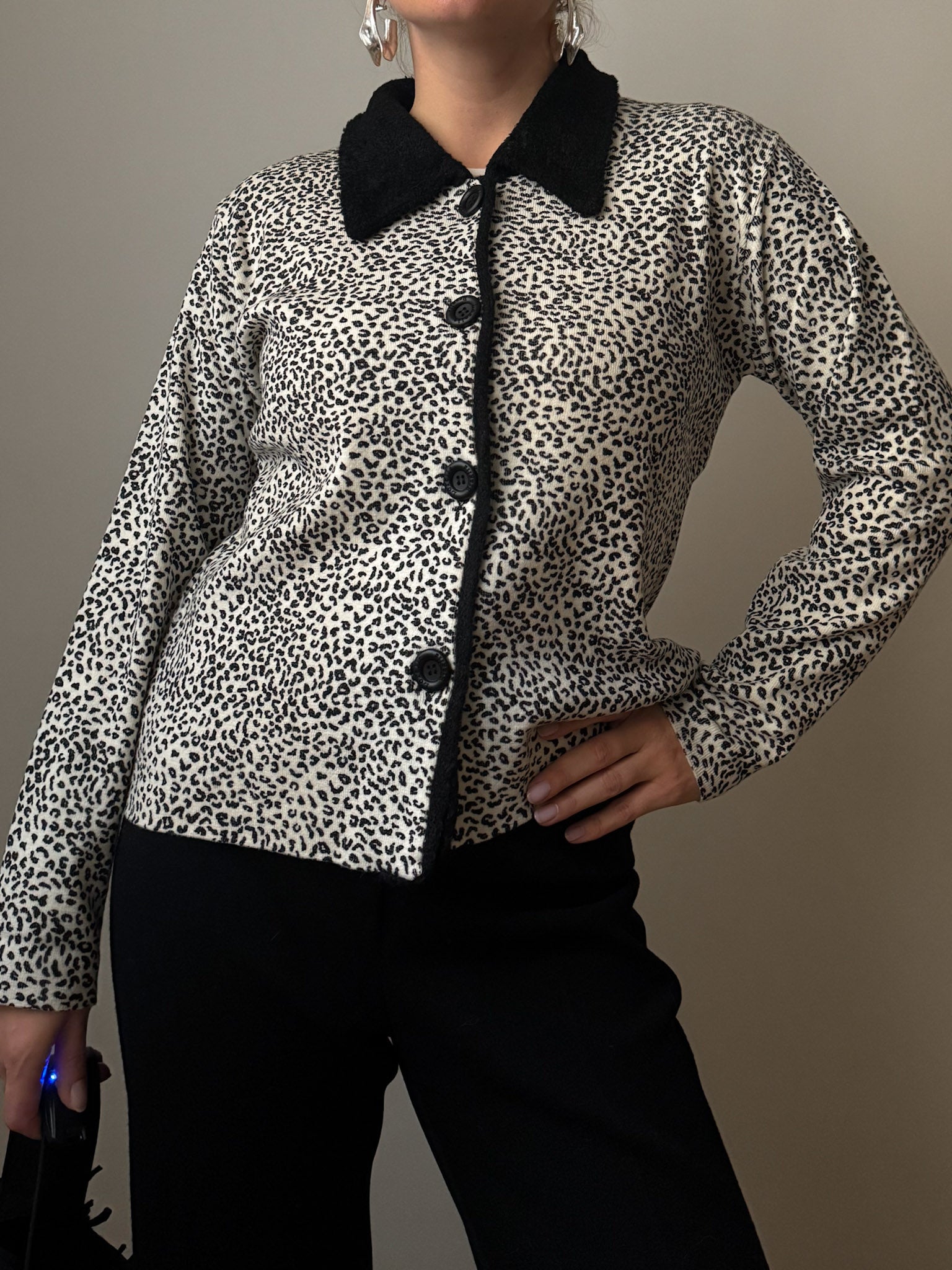 Merino wool animalier cardigan