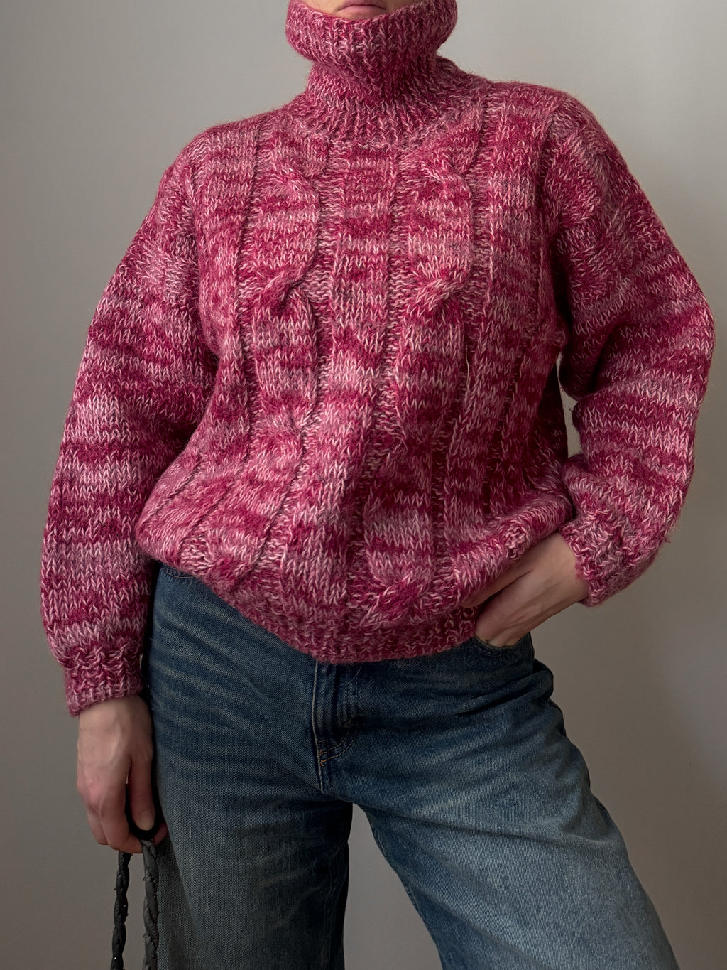 Pure wool embroidered melange pull