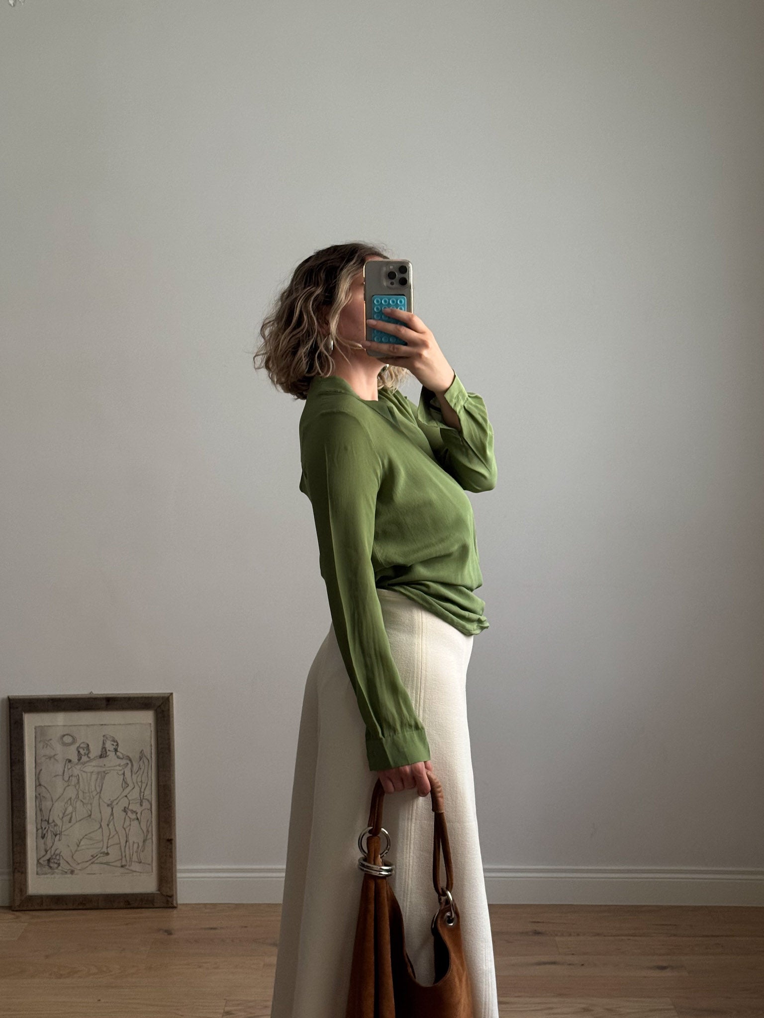 Pure silk green blouse
