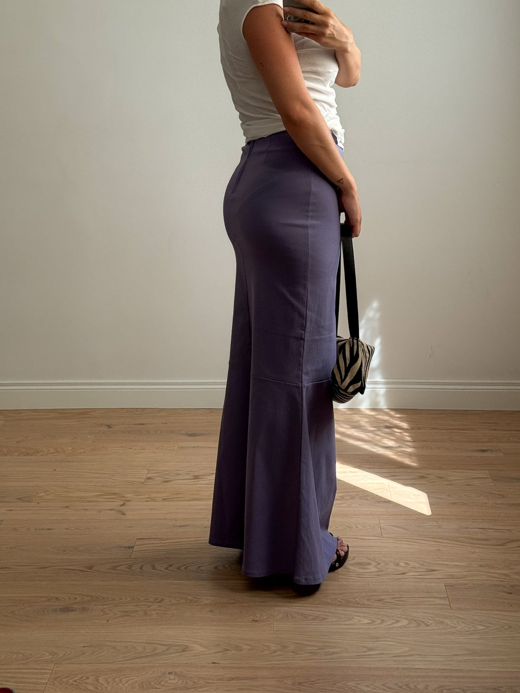 Strech lilac long skirt