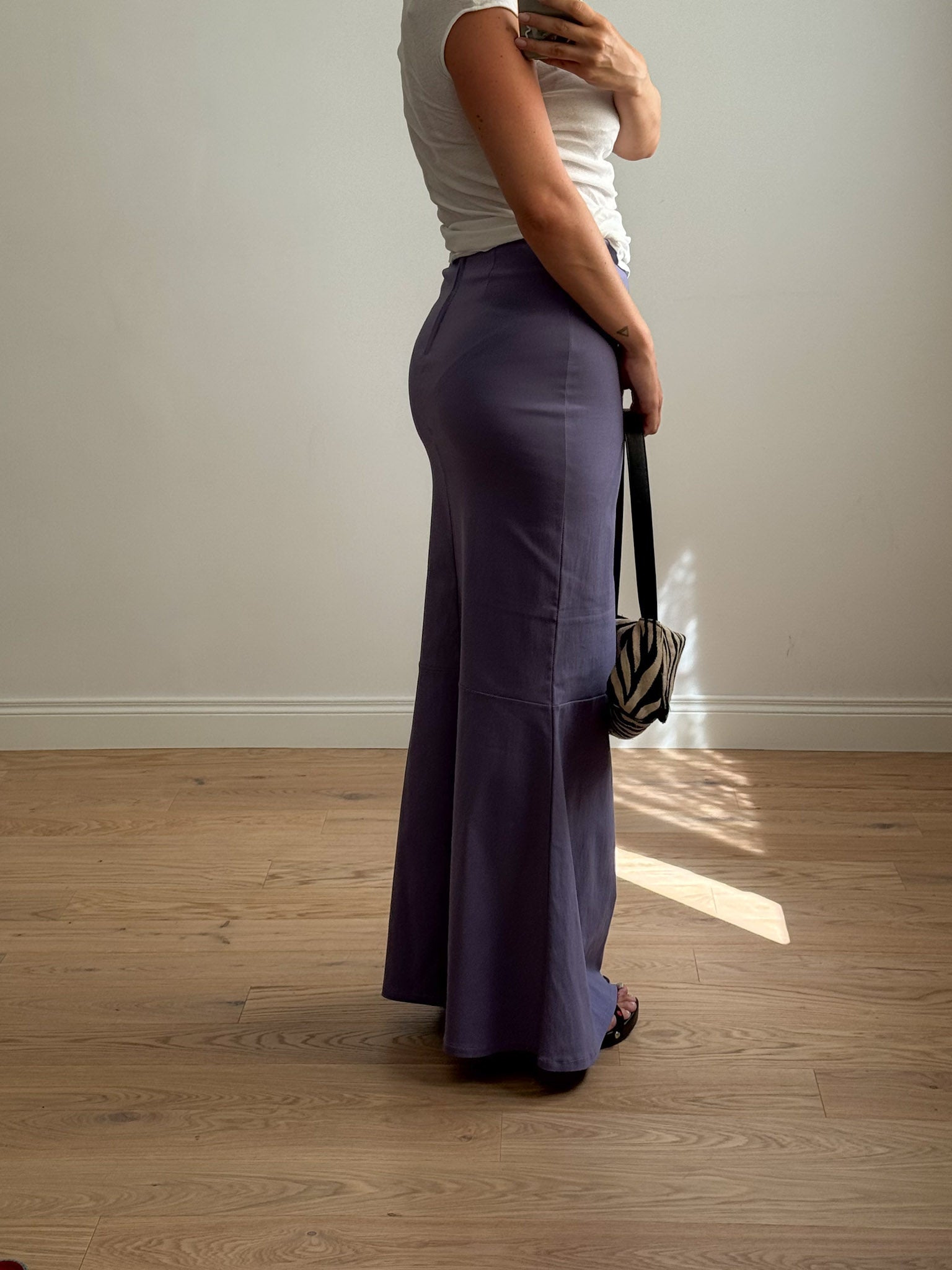 Strech lilac long skirt