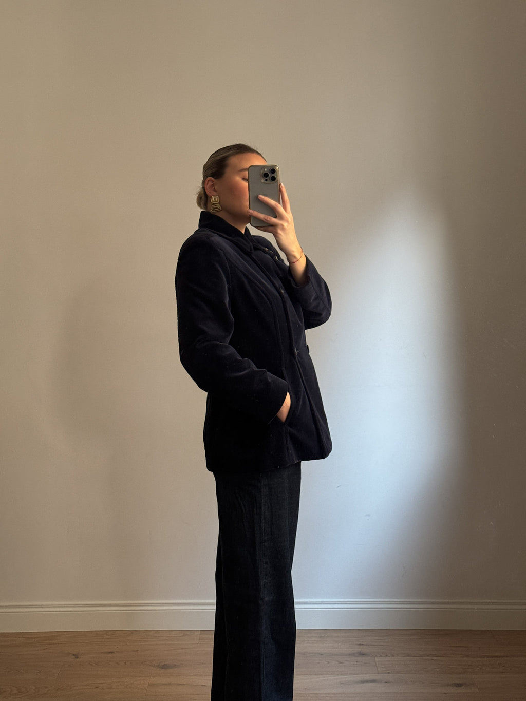 Cotton velvet blue blazer