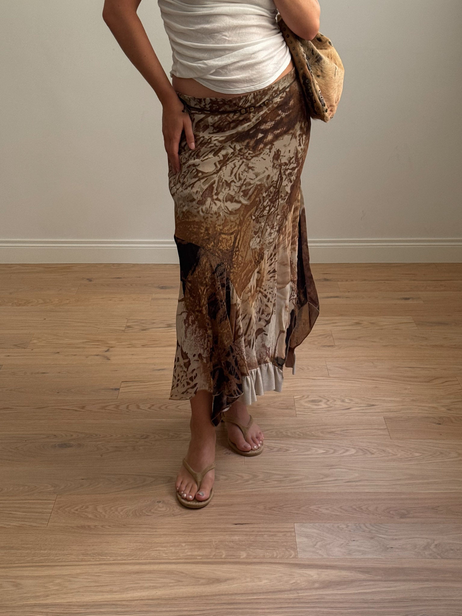 Pure viscose printed skirt