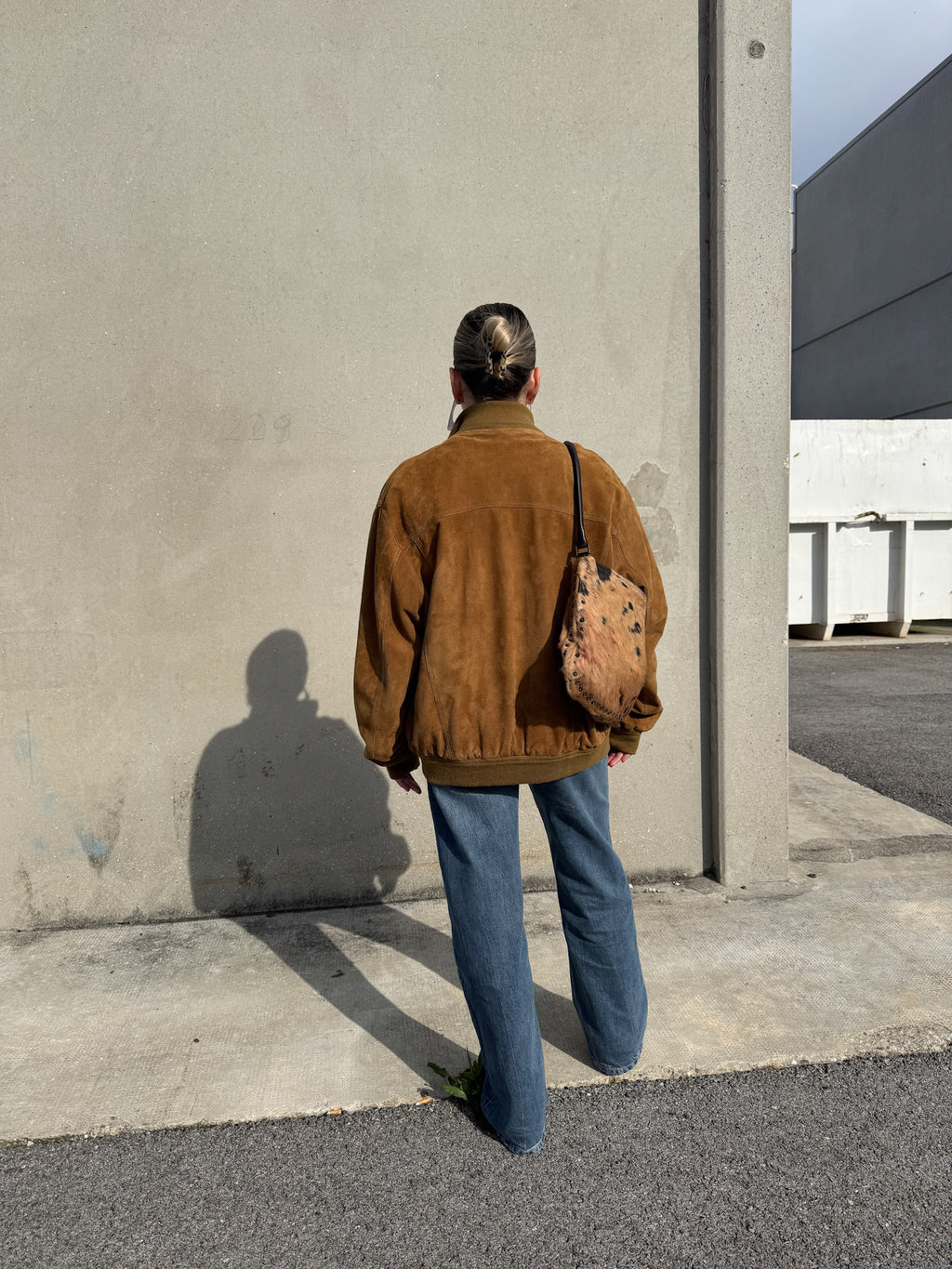Real suede caramel bomber