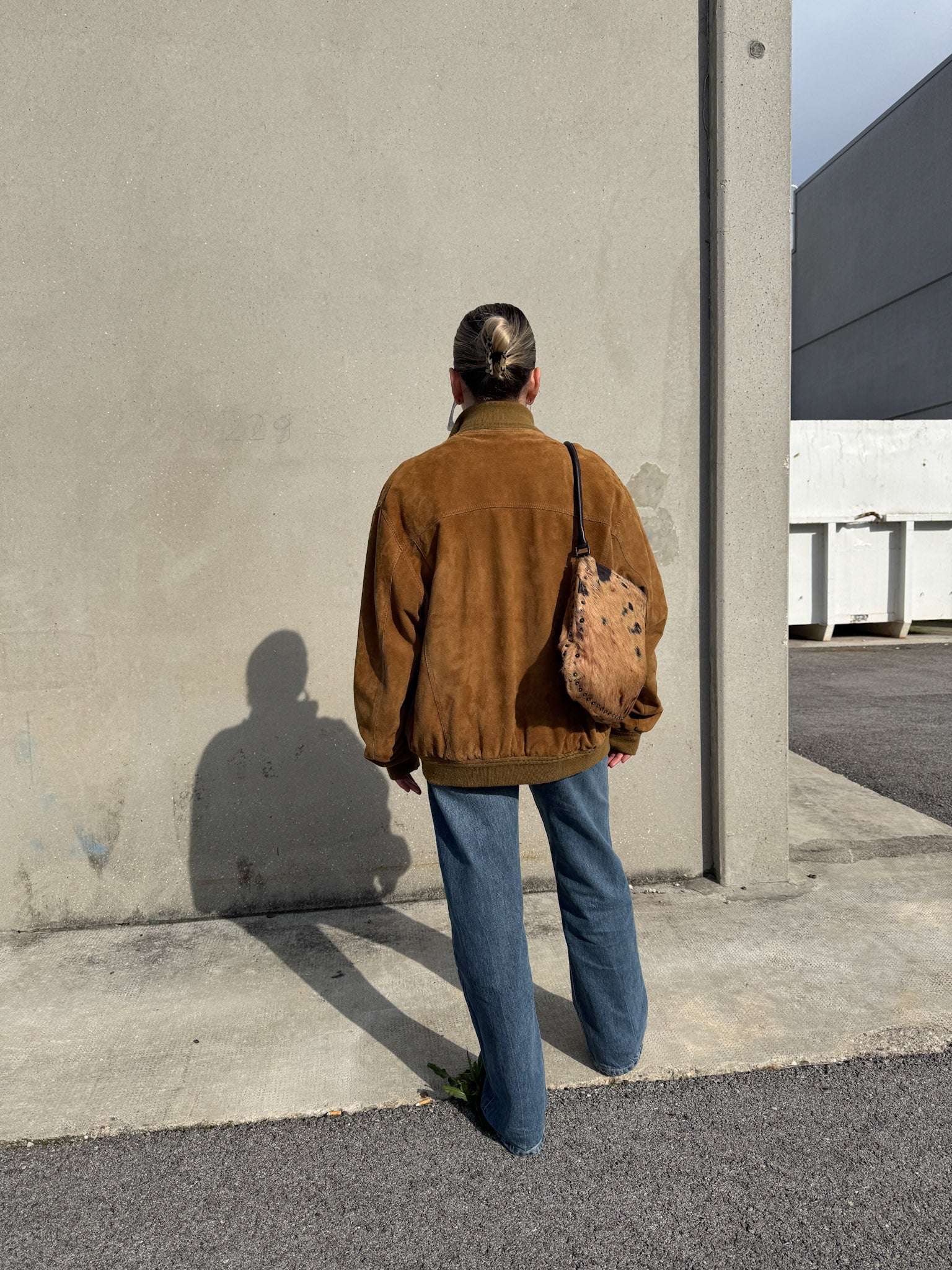 Real suede caramel bomber