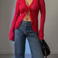 Viscose and cotton red cardigan