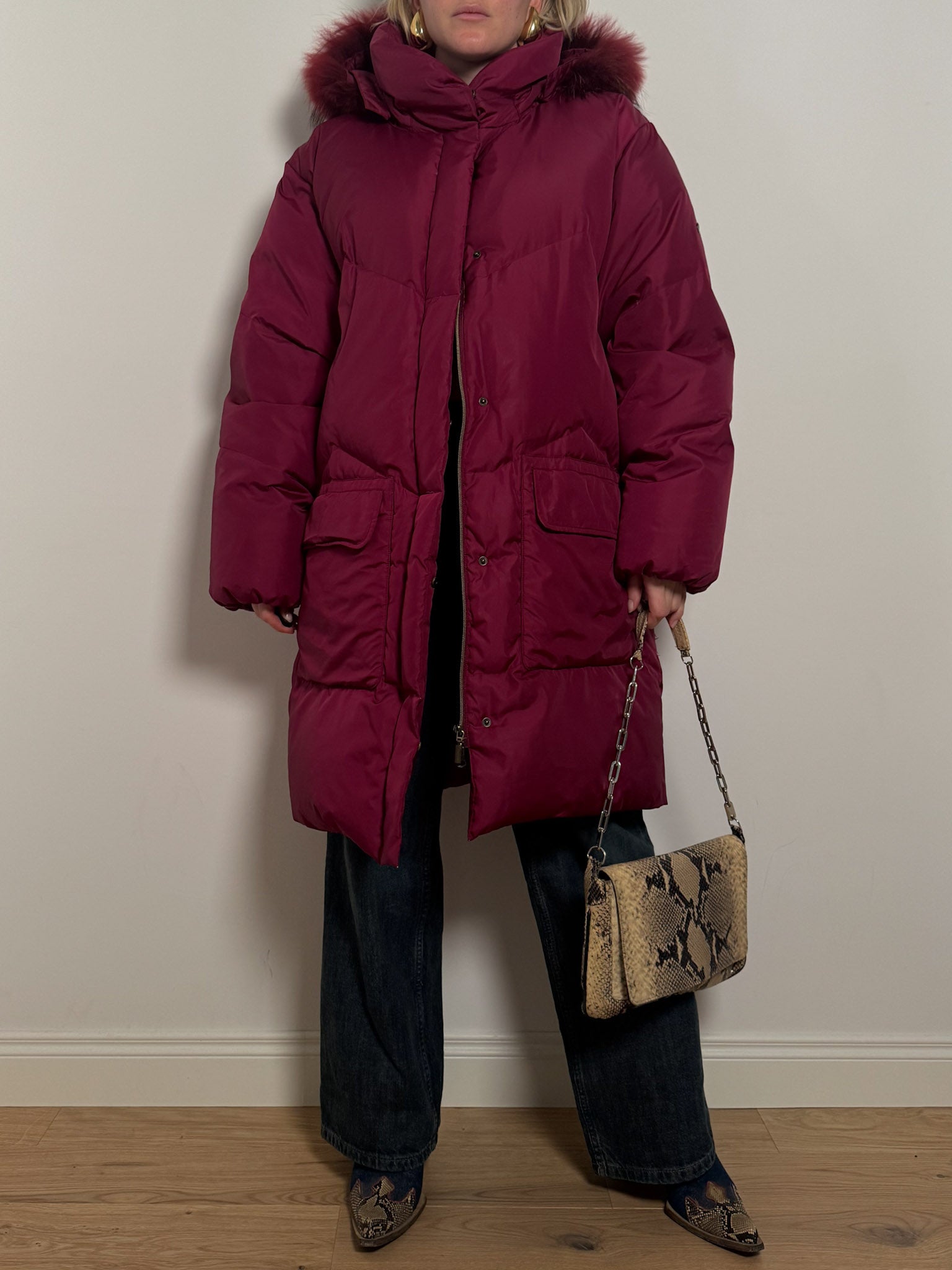 Real down burgundy puffer