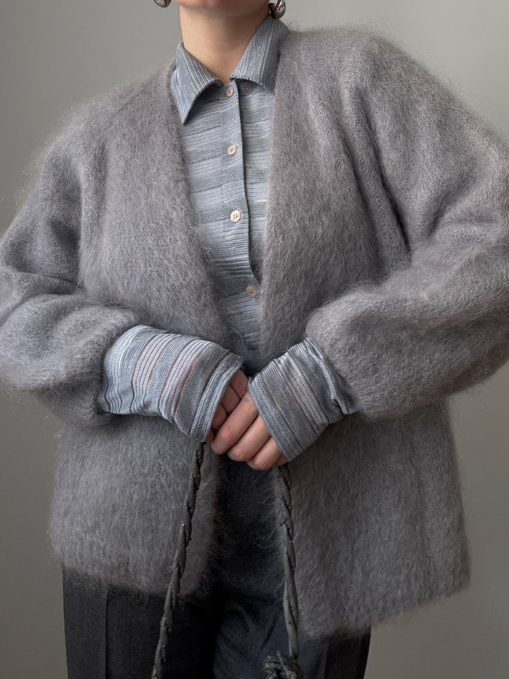 Kid mohair grey cardigan