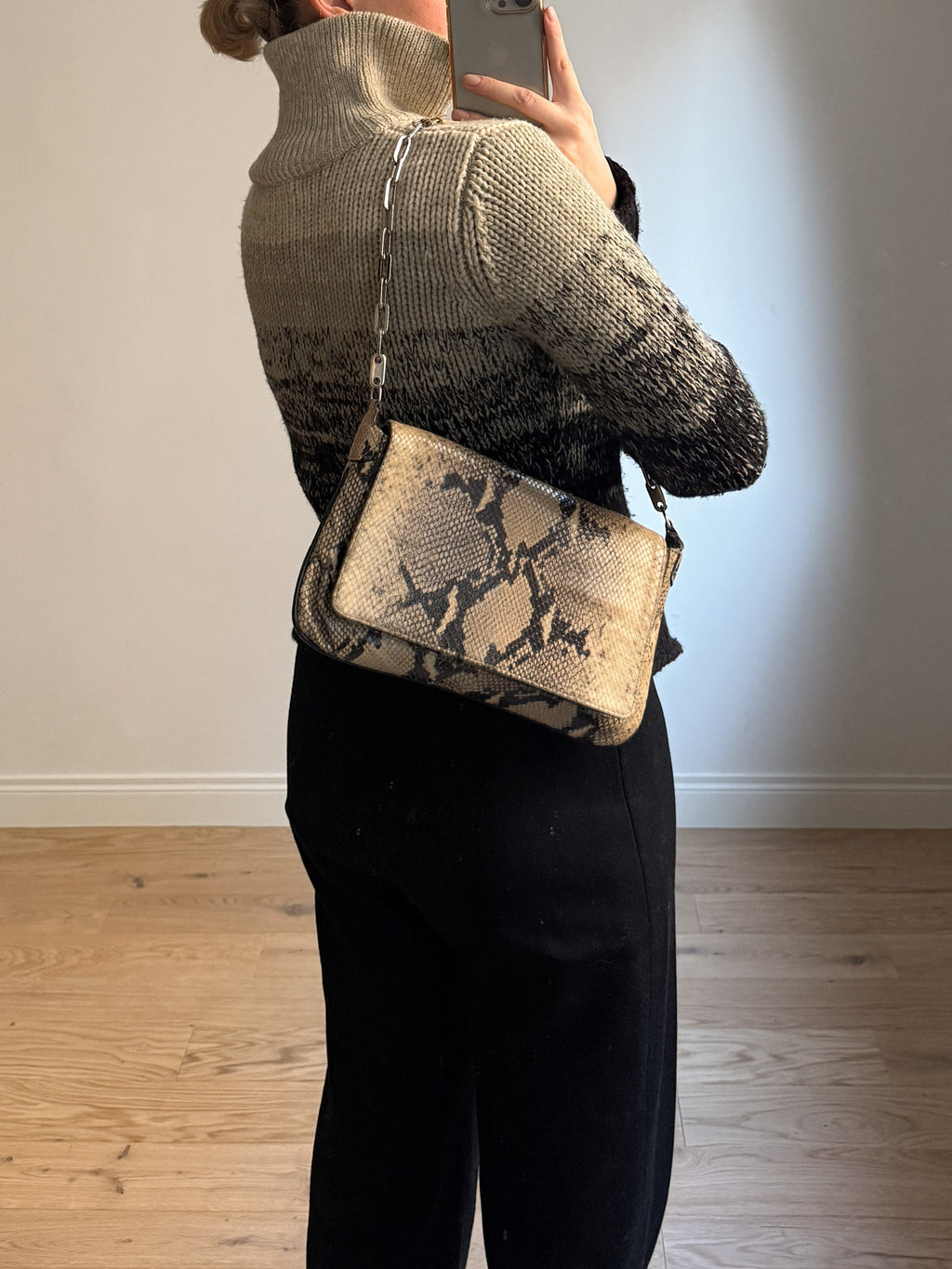 Wool beige and black cardigan