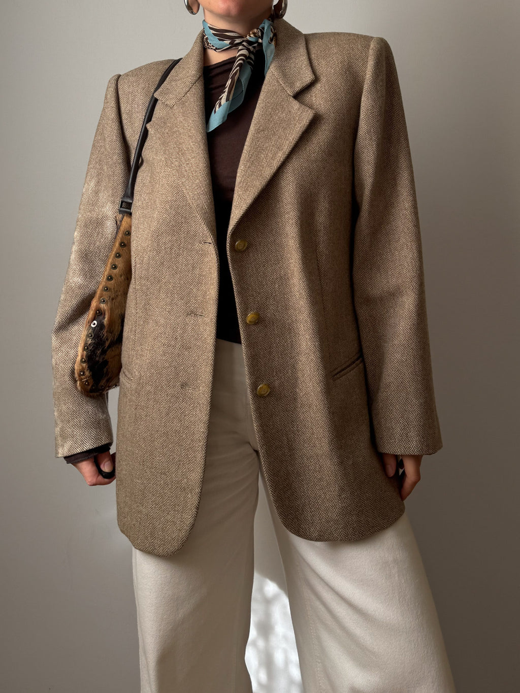 Pure wool herringbone blazer