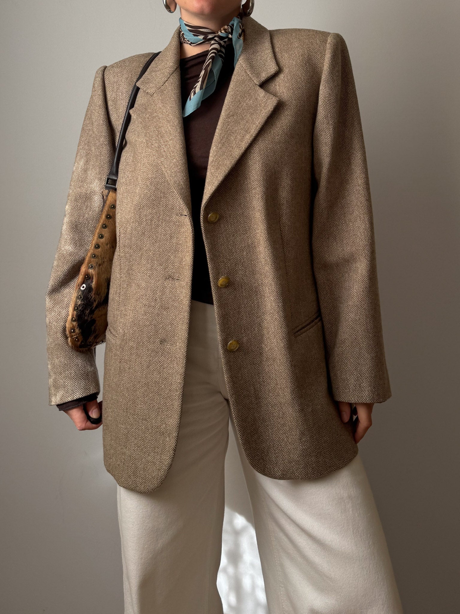 Pure wool herringbone blazer