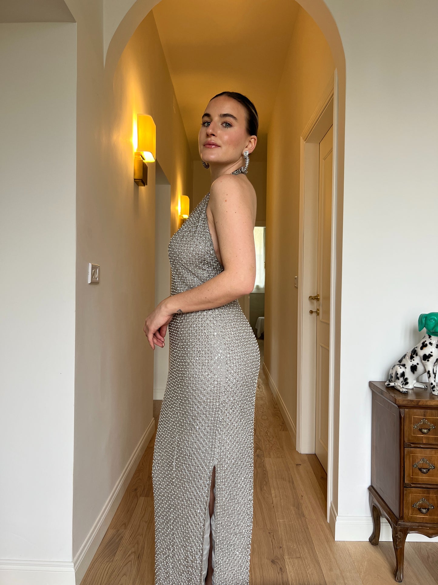 Tailored silver long dress