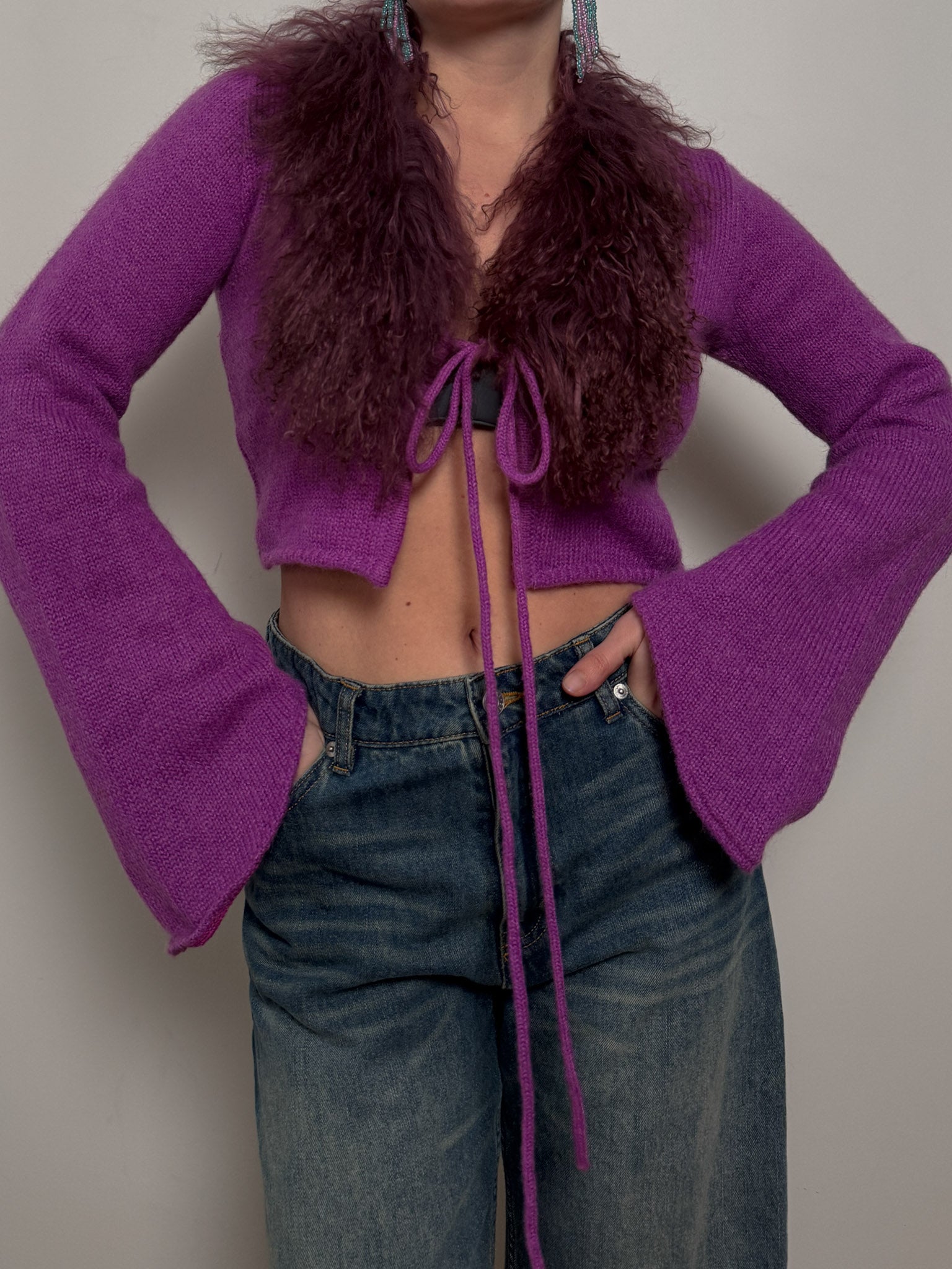 Angora and mohair mongolian top