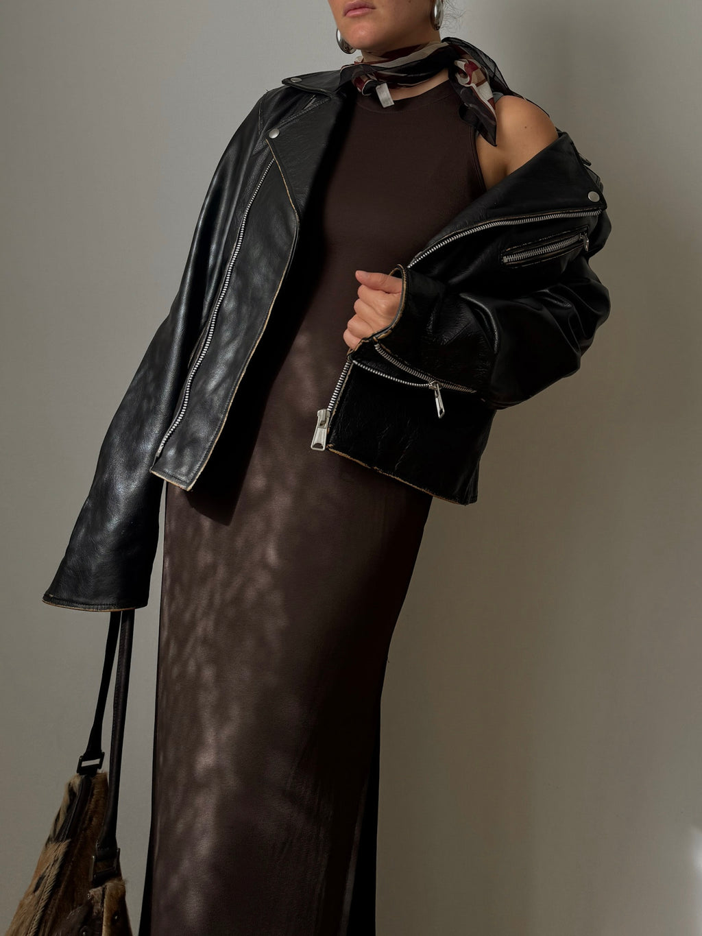 Real leather distressed Chiodo jacket