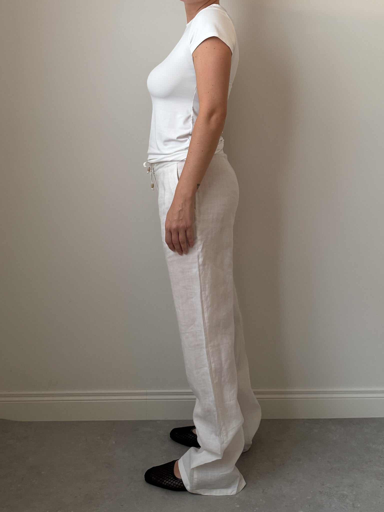 Pure linen white pants